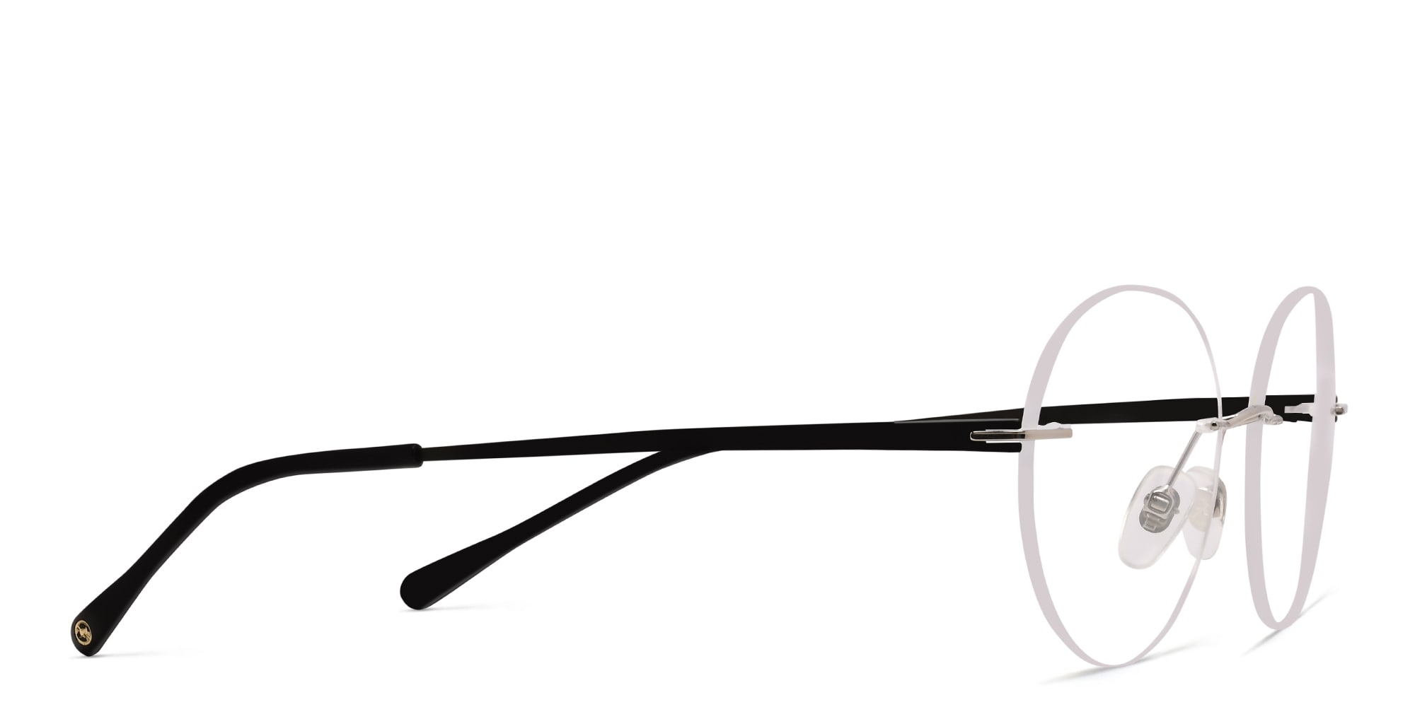 Shop EYE'M Rimless Round Eyeglasses in Silver online.