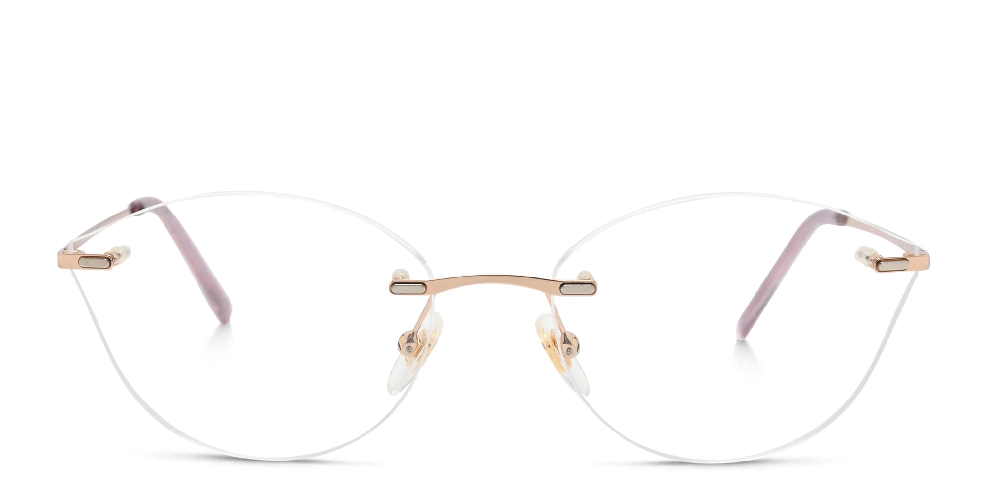 Shop EYE'M Rimless Wide Cat Eye Eyeglasses in Gold online.