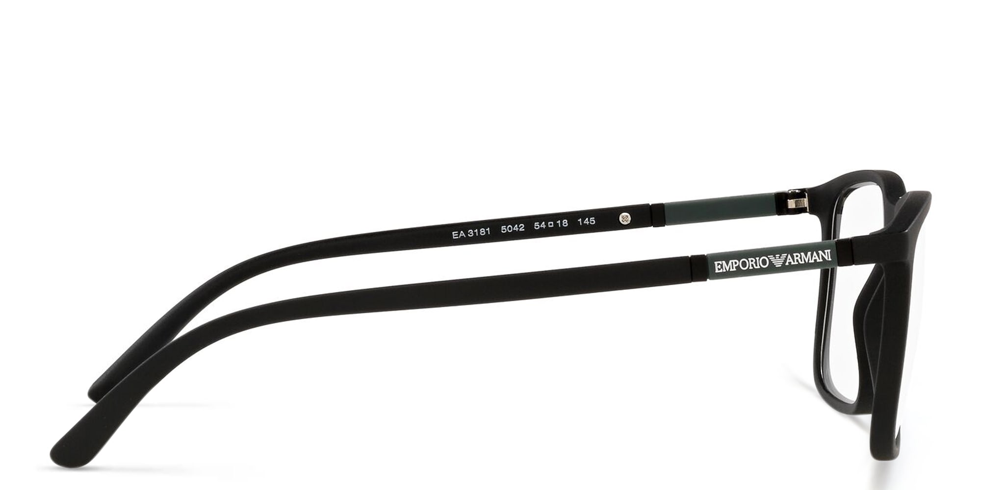 Shop Emporio Armani Rectangle Eyeglasses in Matte Black online.
