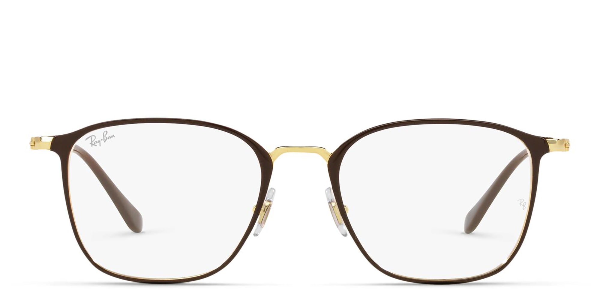 Shop Ray-Ban Unisex Square Eyeglasses in Brown On Gold online.