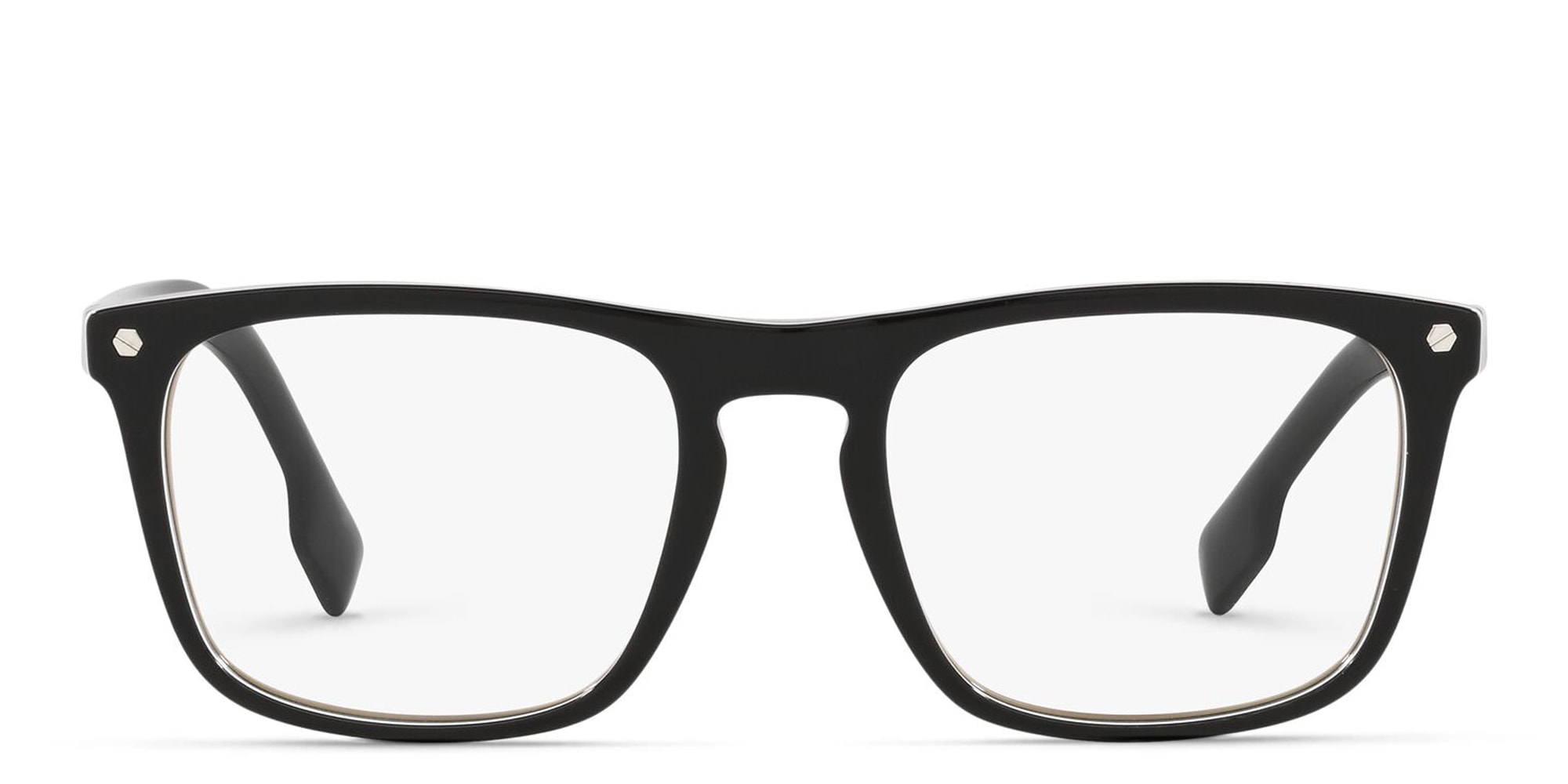 Shop BURBERRY Wide Square Eyeglasses in Black online.