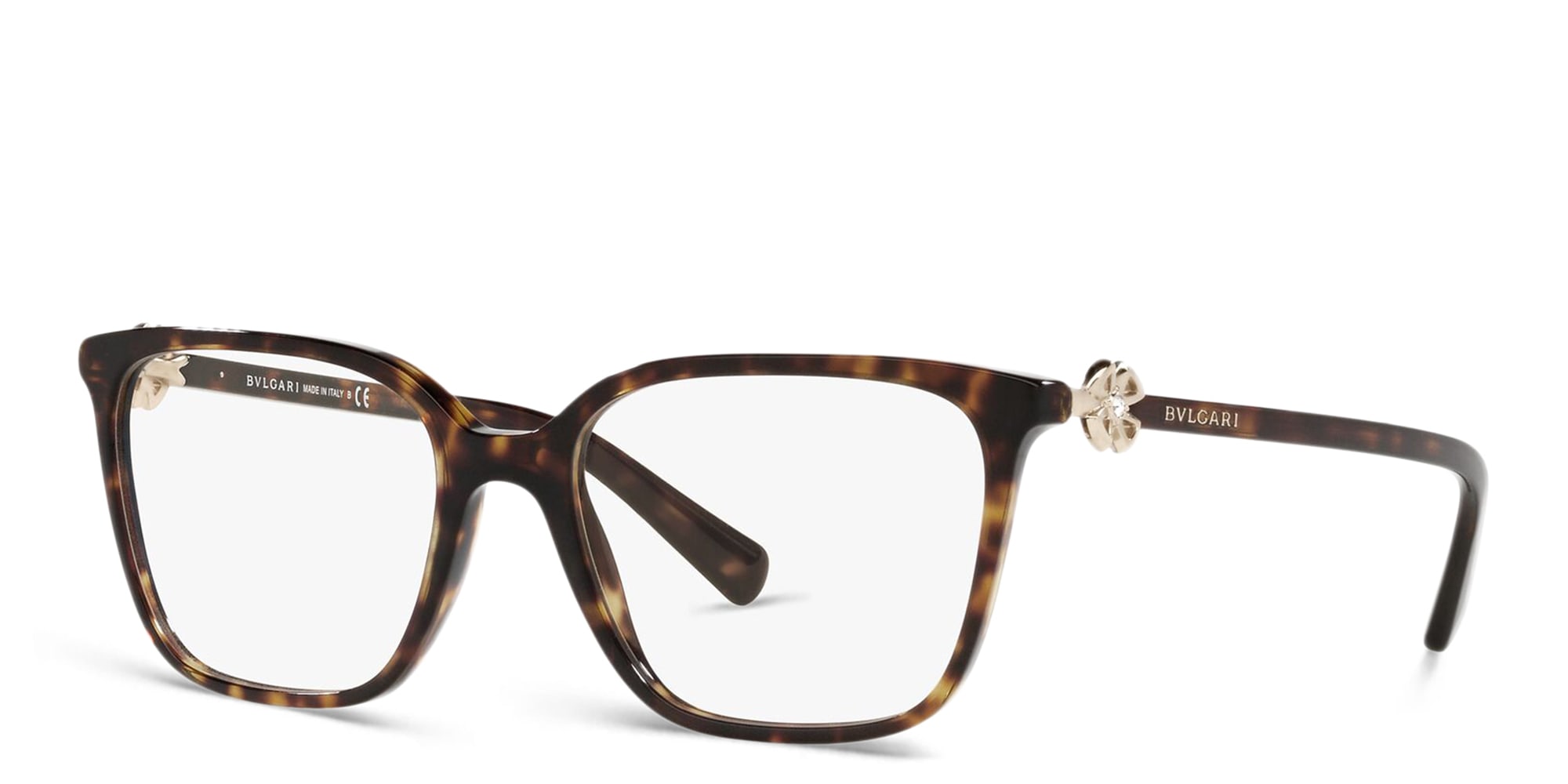 Shop BVLGARI Rectangle Eyeglasses in Havana online.