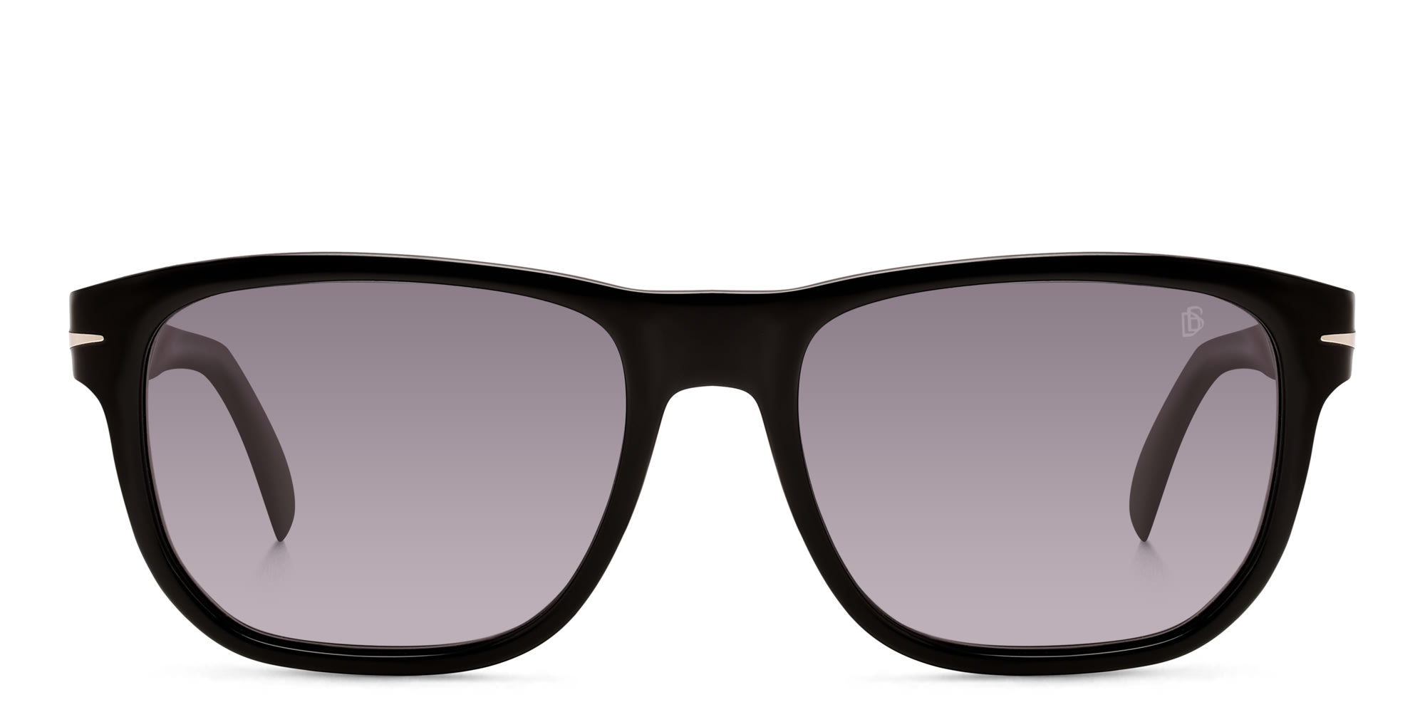 Shop DAVID BECKHAM Rectangle Sunglasses in Black & Silver online.