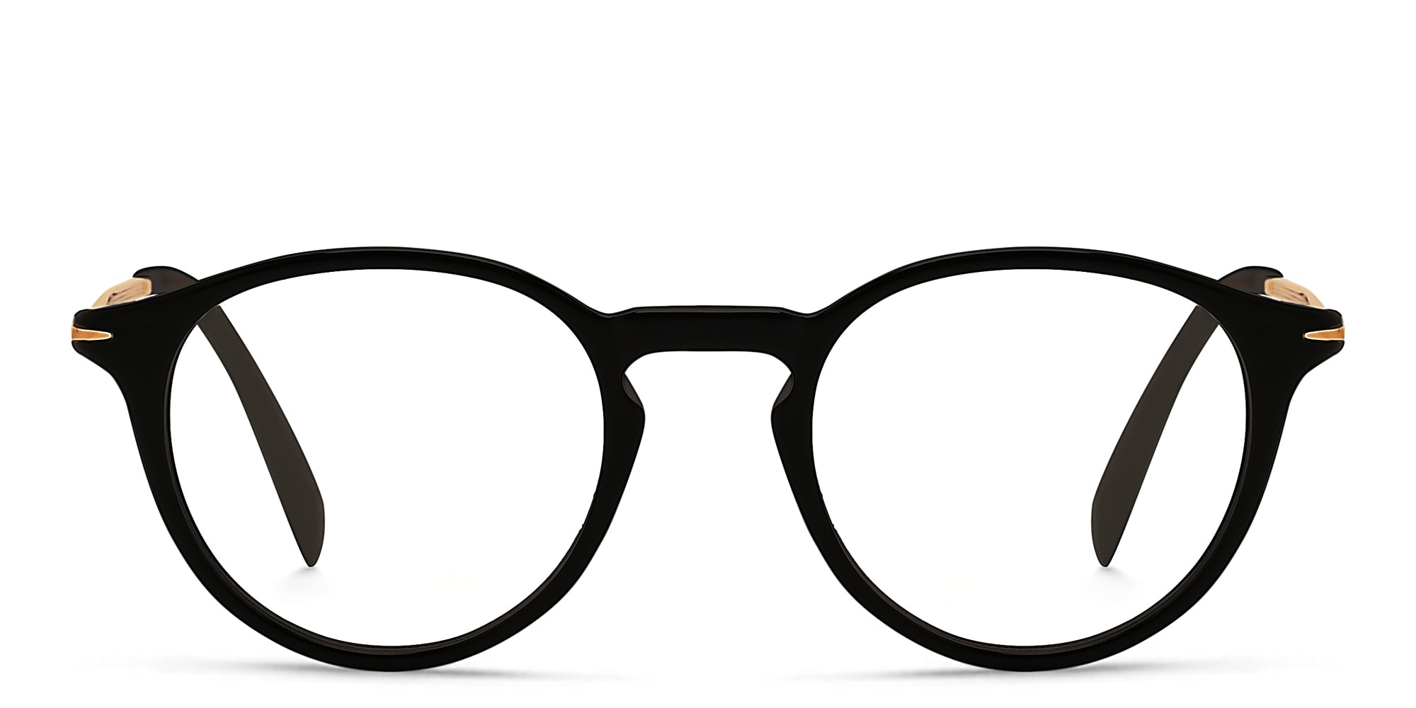 Shop DAVID BECKHAM Round Eyeglasses in Black online.