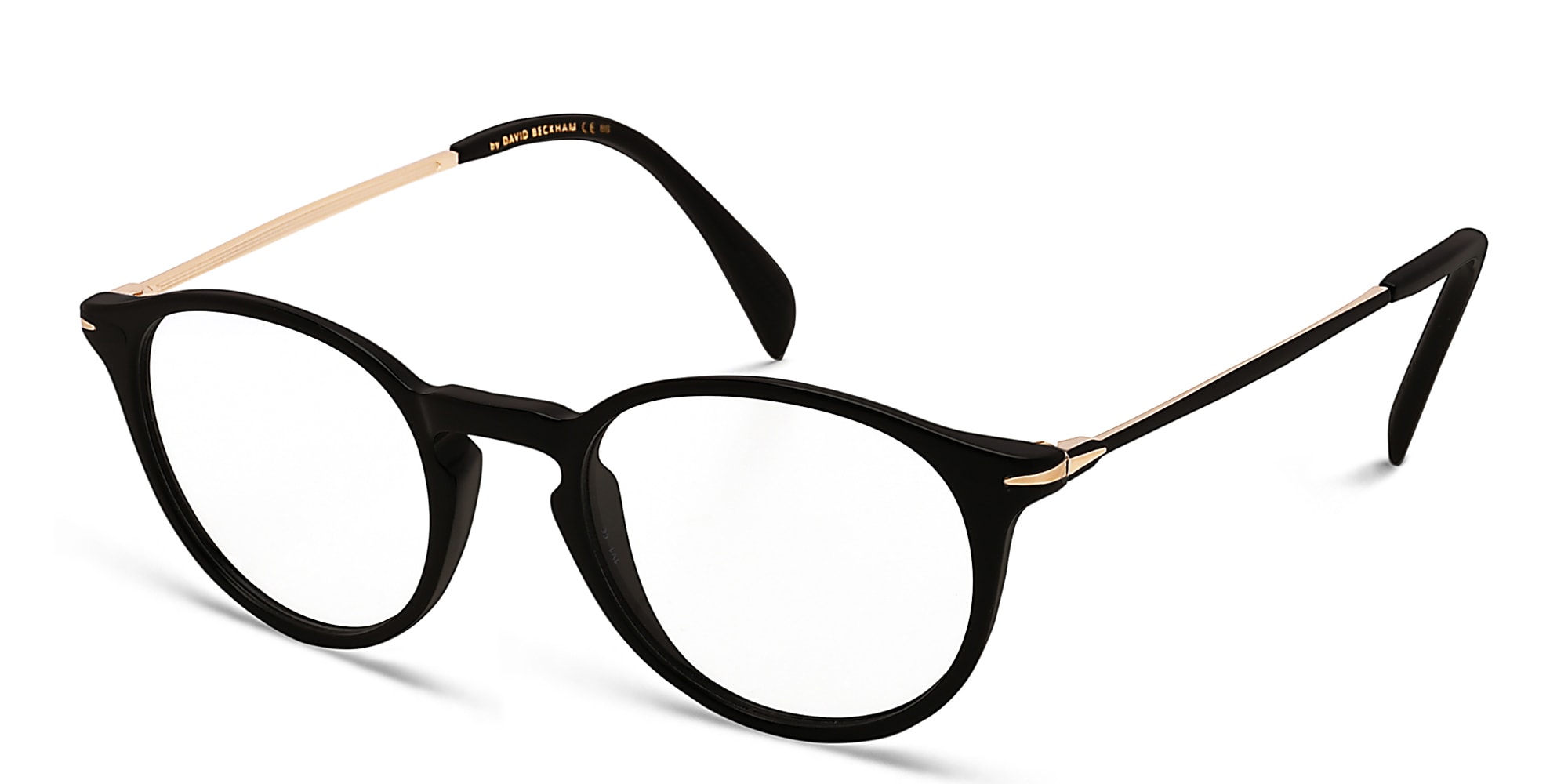 Shop DAVID BECKHAM Round Eyeglasses in Black online.