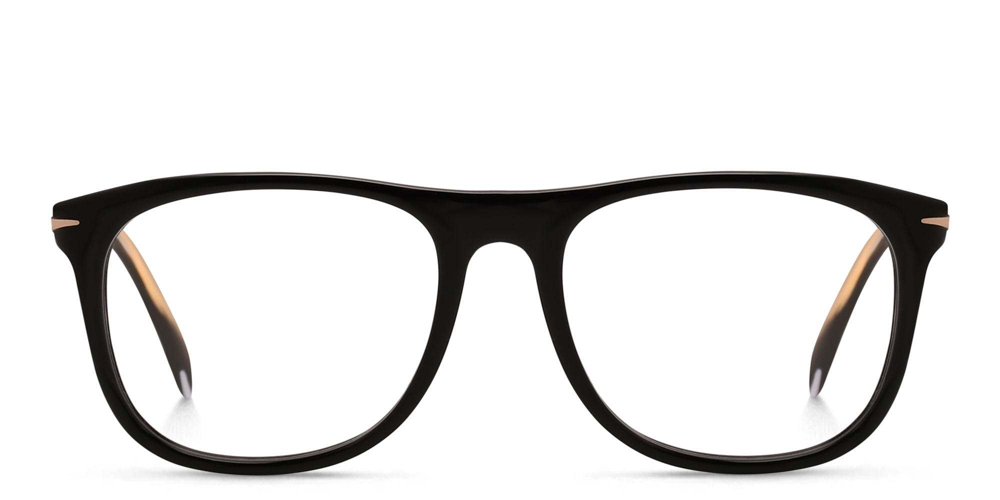 Shop DAVID BECKHAM Rectangle Eyeglasses in Black online.