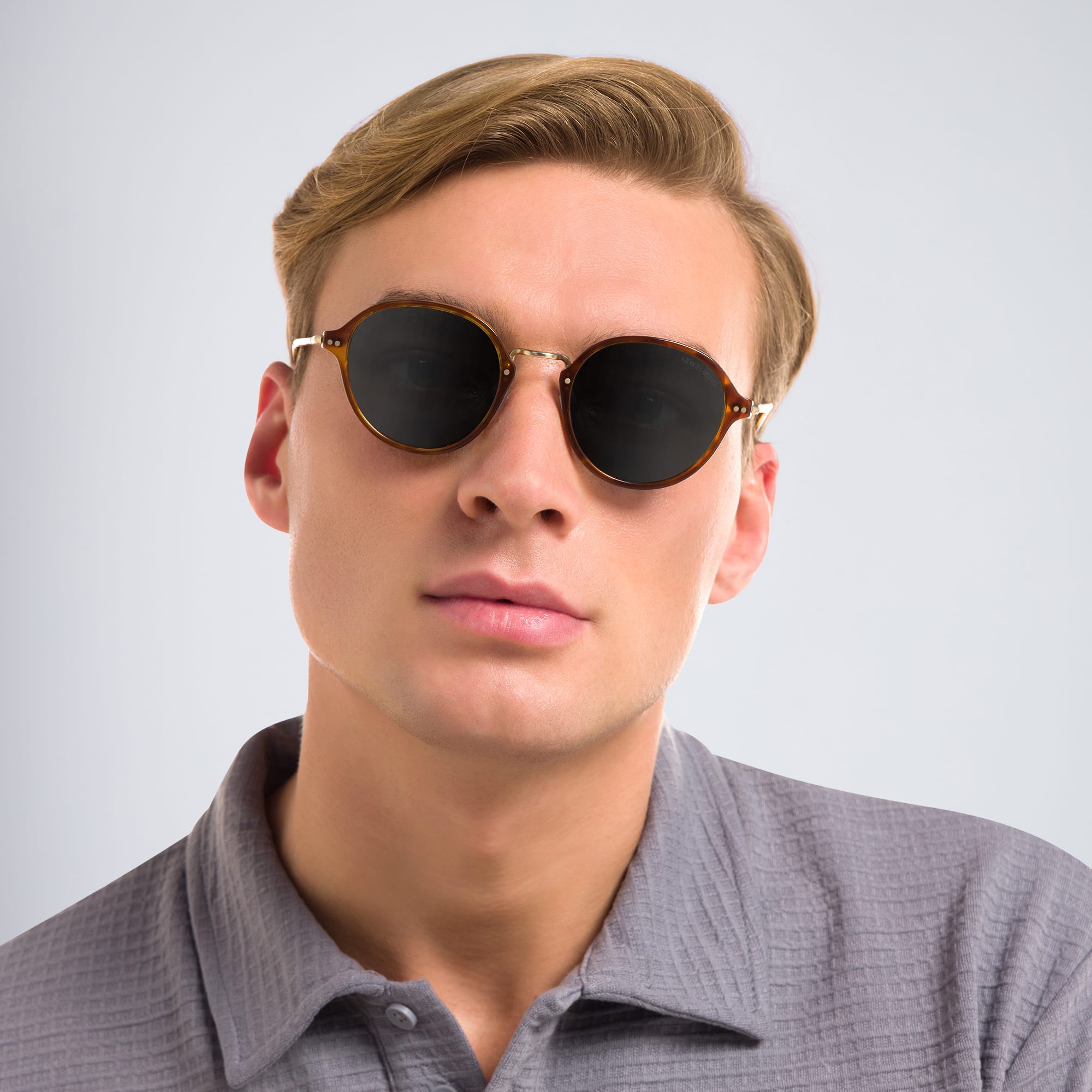 Shop GIORGIO ARMANI Round Sunglasses in Brown Tortoise online.