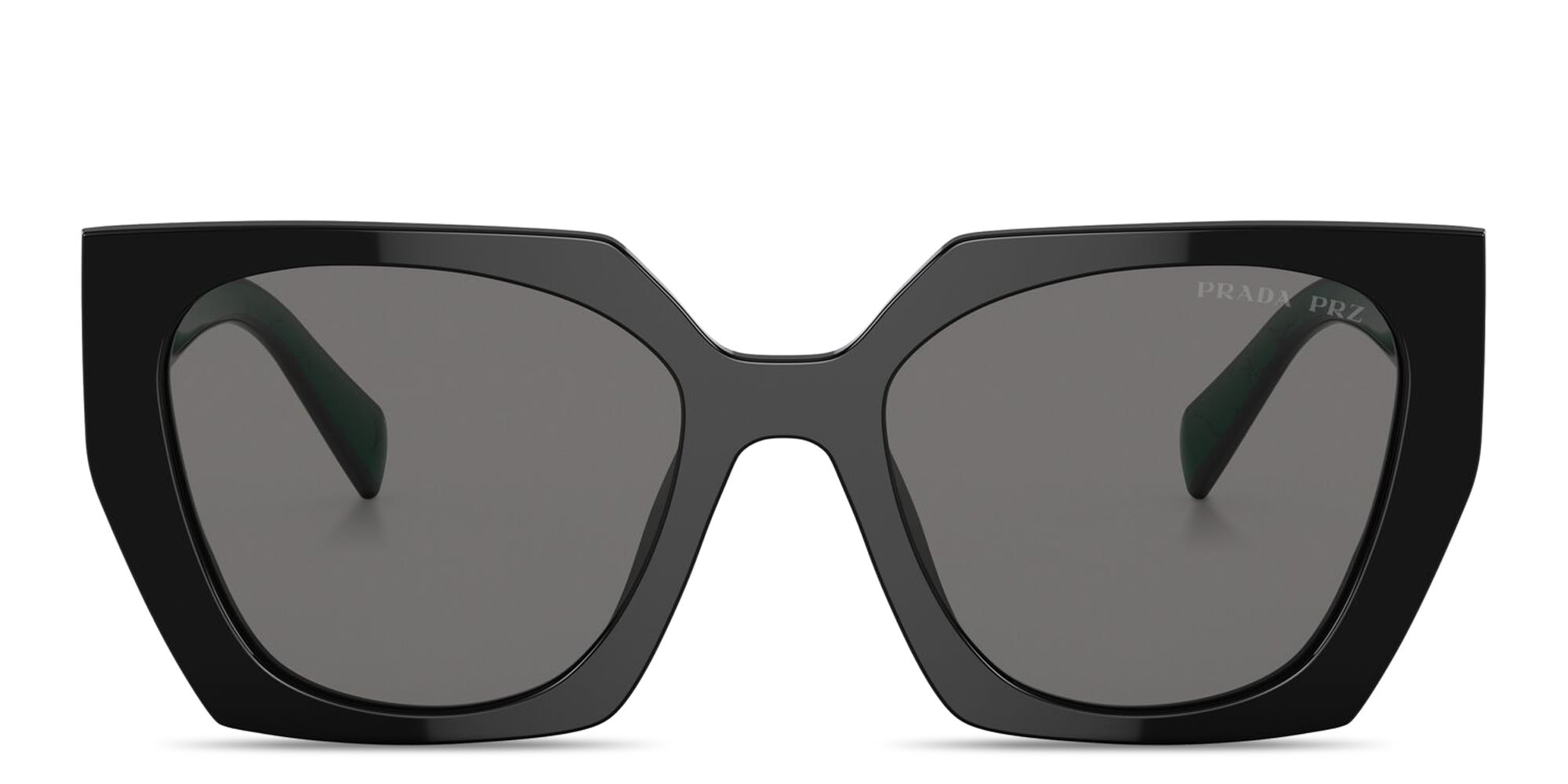 Shop PRADA Logo Signature Rectangle Sunglasses in Black online.