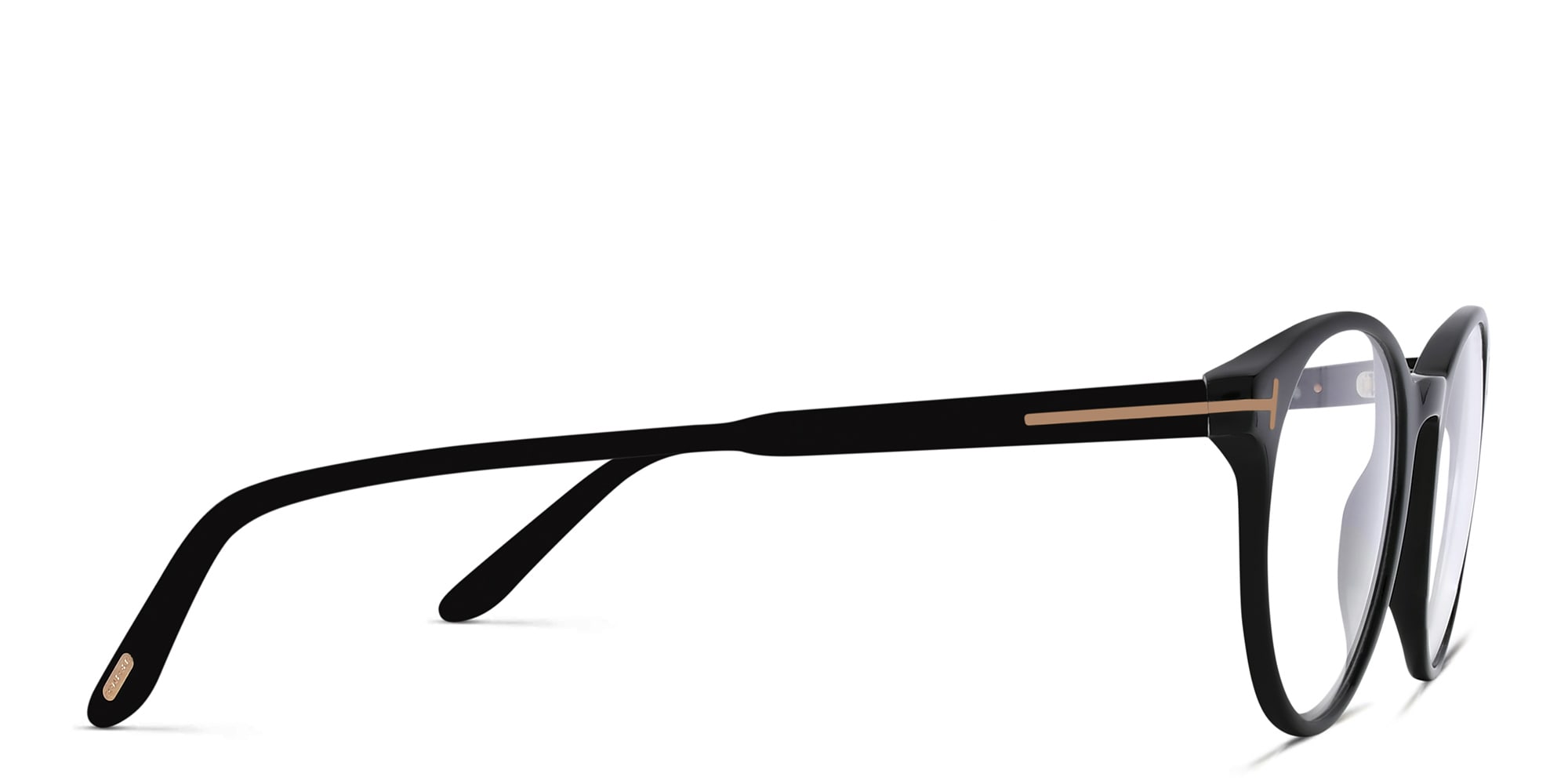 Shop TOM FORD T Logo Round Eyeglasses in Shiny Black online.