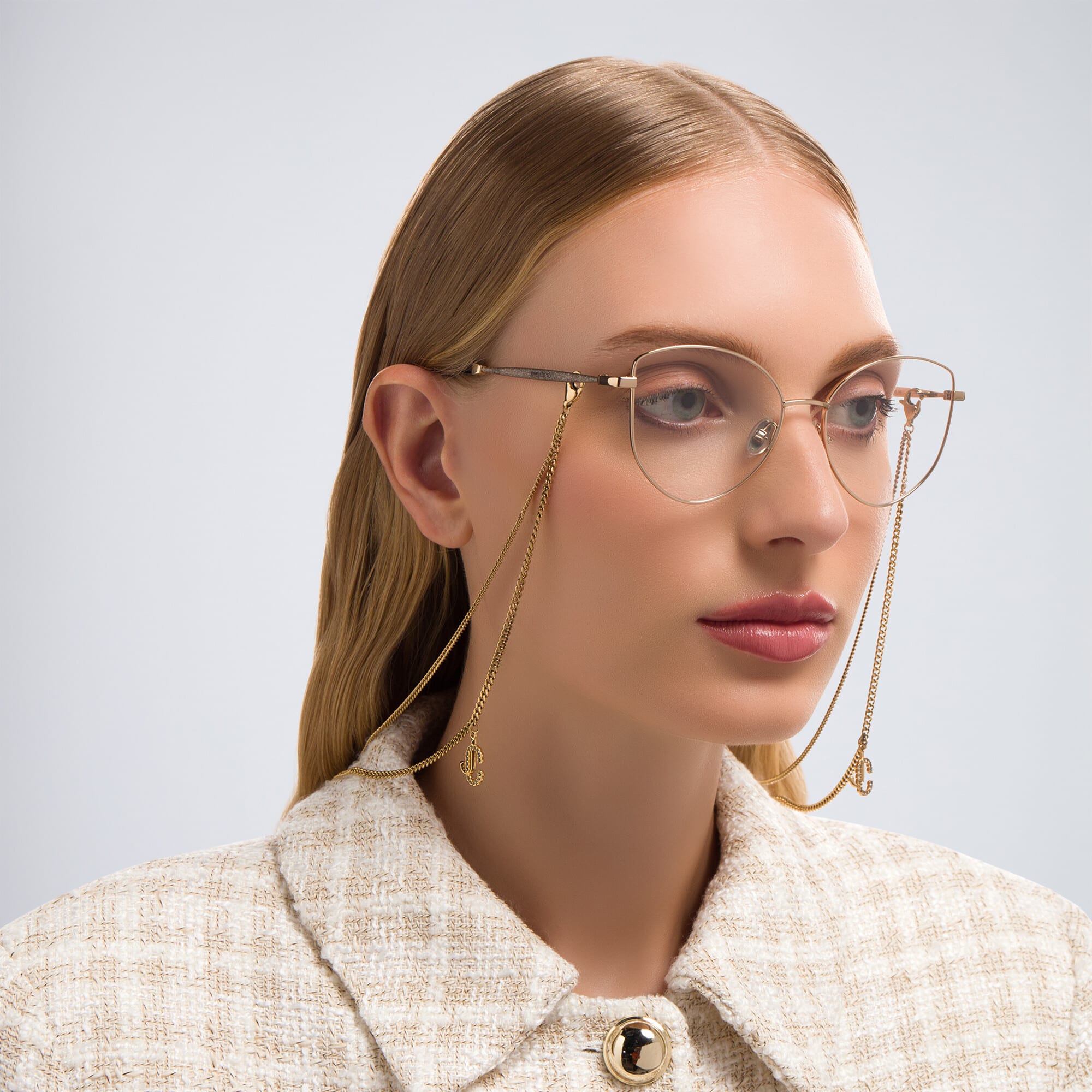 Shop JIMMY CHOO Butterfly Eyeglasses in Rose Gold online.