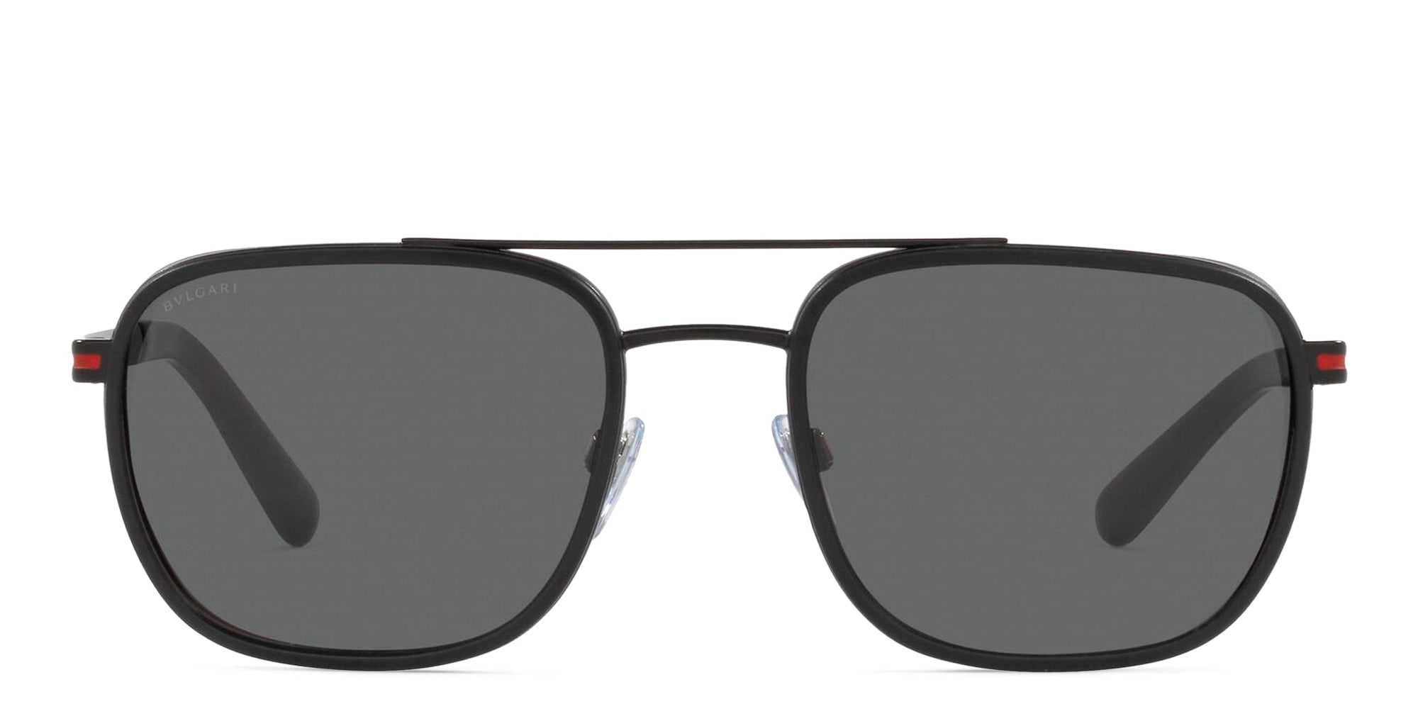 Shop BVLGARI Rectangle Sunglasses in Matte Black online.
