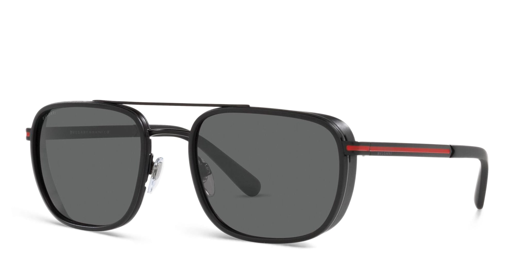 Shop BVLGARI Rectangle Sunglasses in Matte Black online.
