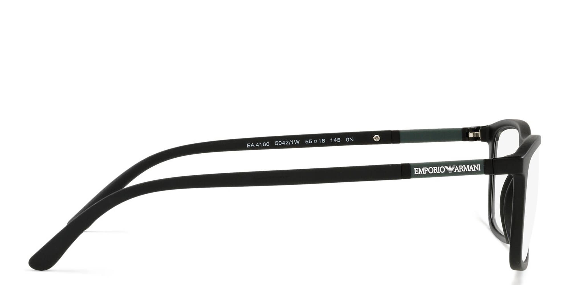 Shop Emporio Armani Rectangle Eyeglasses in Matte Black online.