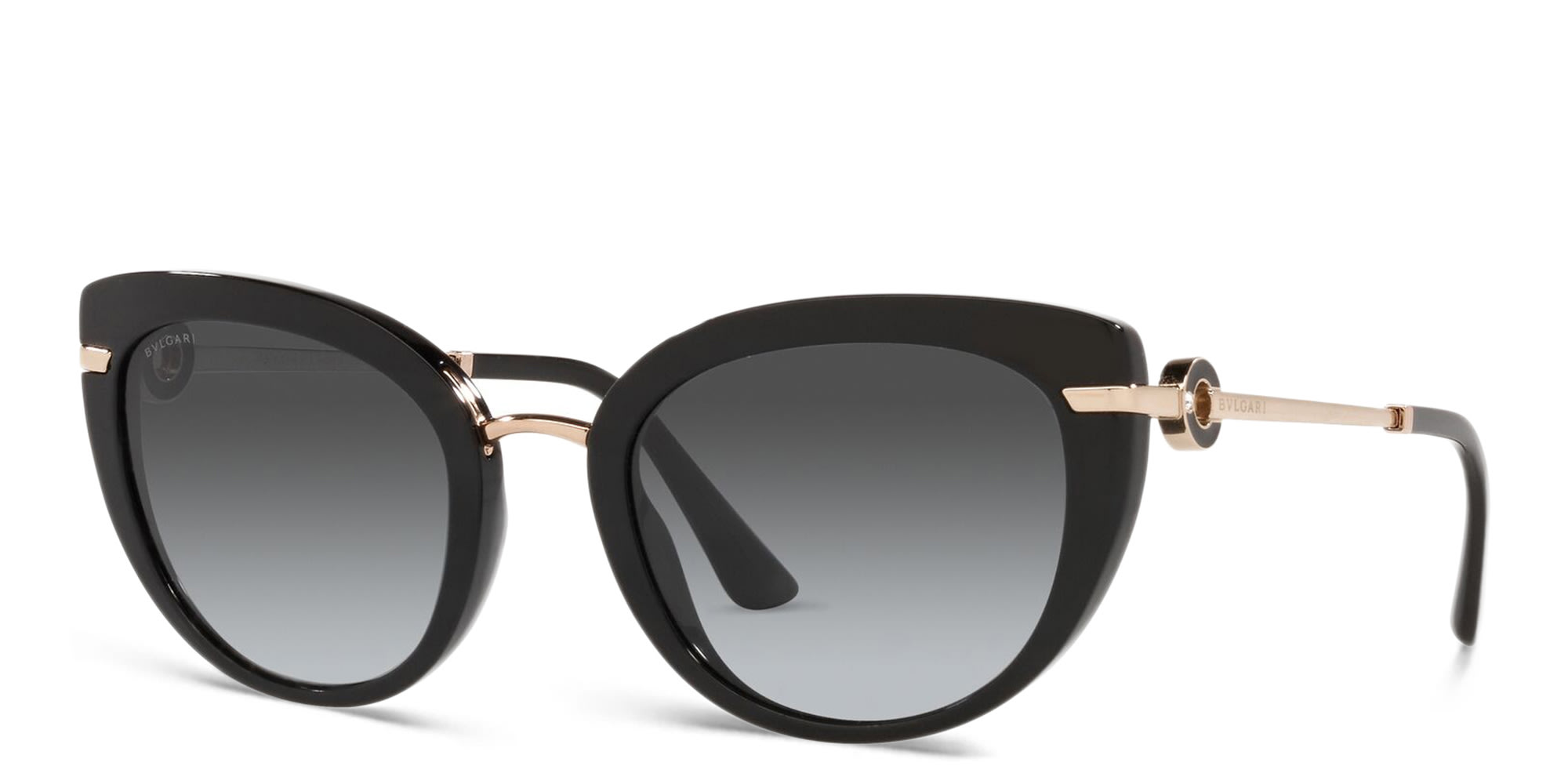 Shop BVLGARI Cat Eye Sunglasses in Black online.