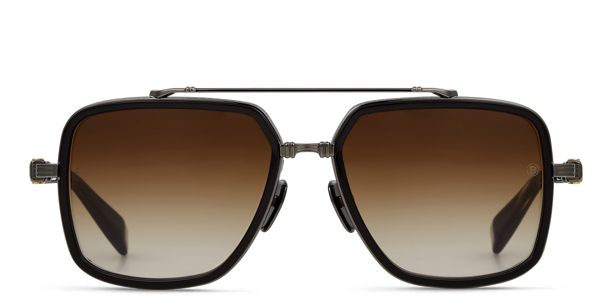 Shop BALMAIN Officier Unisex Square Sunglasses in Black online.