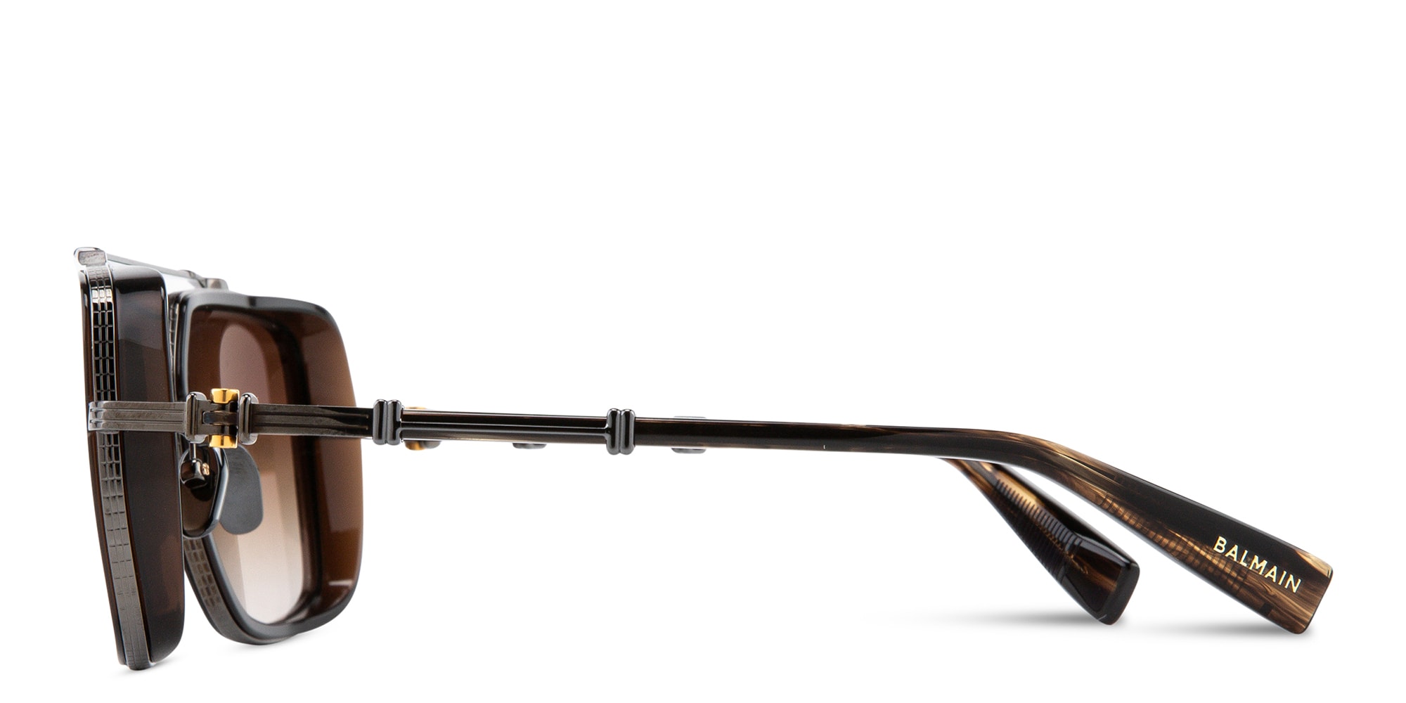 Shop BALMAIN Officier Unisex Square Sunglasses in Black online.