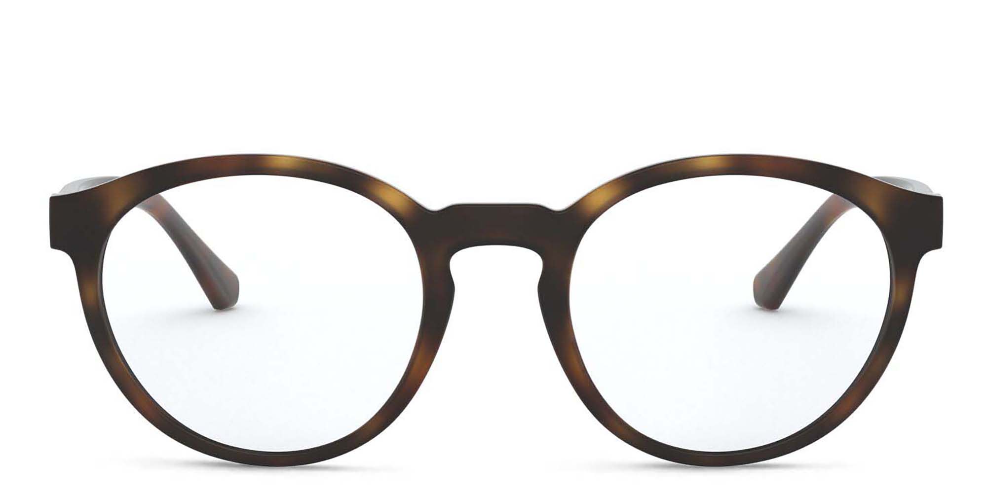 Shop Emporio Armani Round Eyeglasses in Matte Havana online.