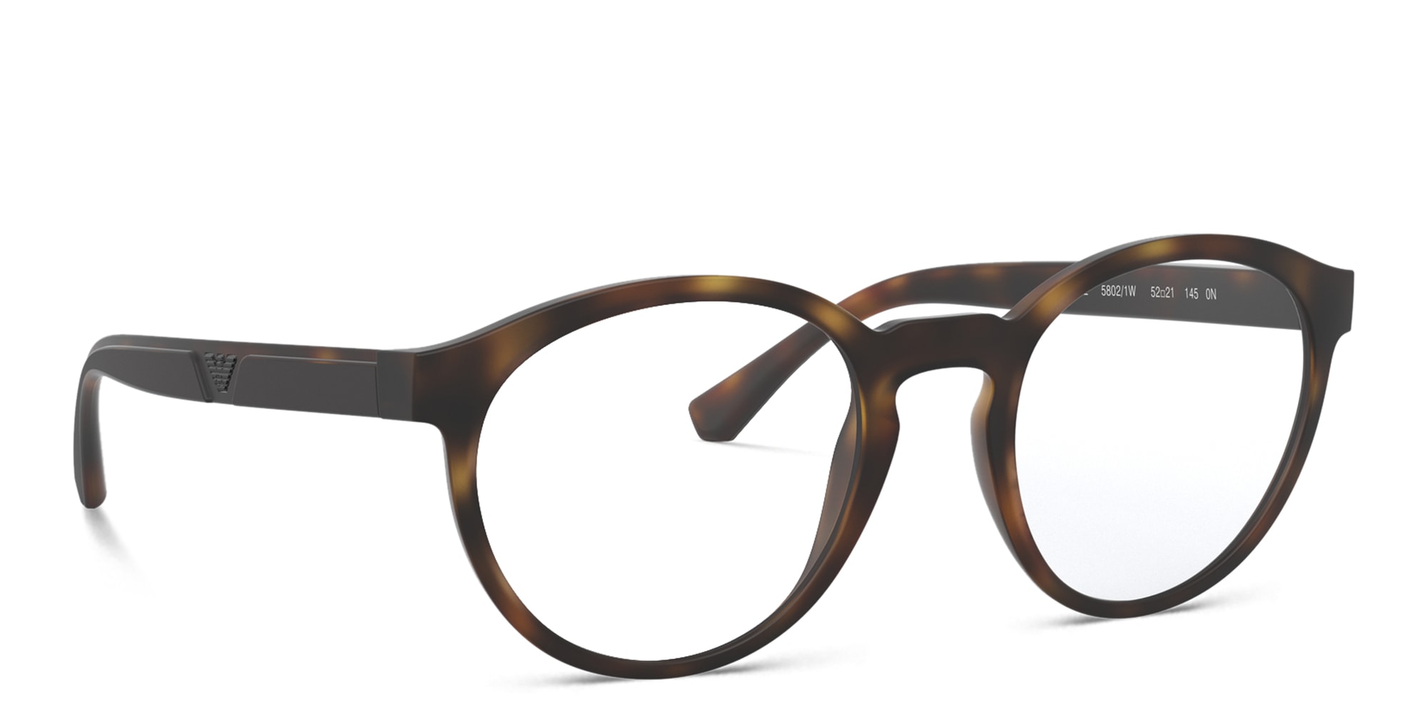 Shop Emporio Armani Round Eyeglasses in Matte Havana online.