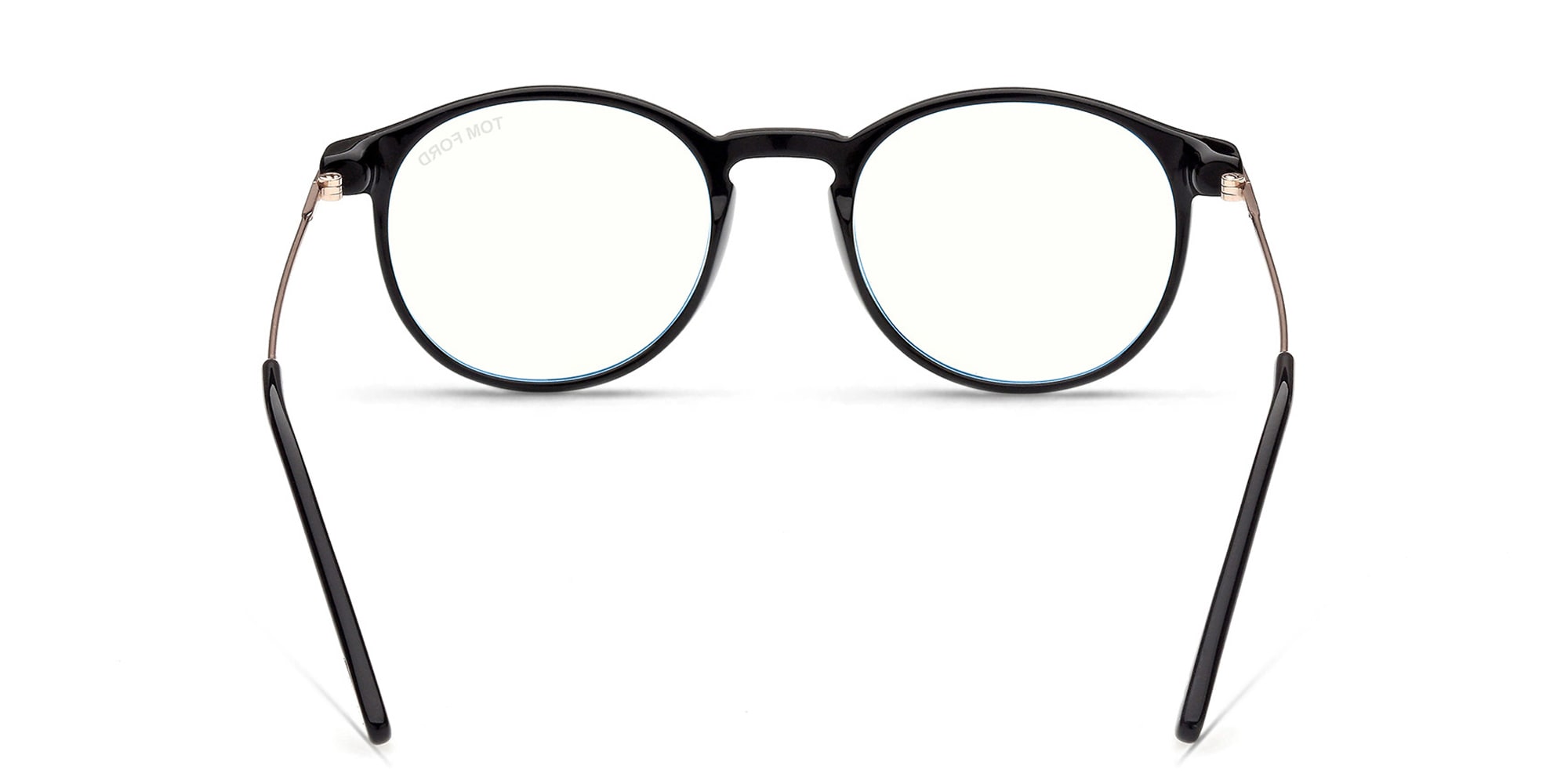 Shop TOM FORD Round Eyeglasses in Shiny Black online.