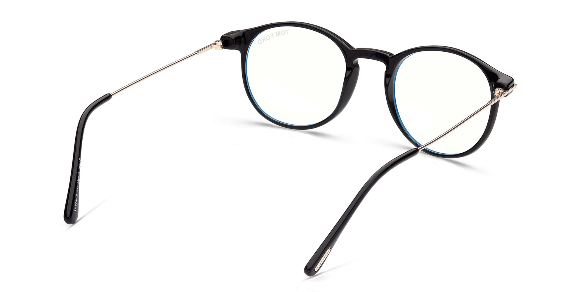 Shop TOM FORD Round Eyeglasses in Shiny Black online.