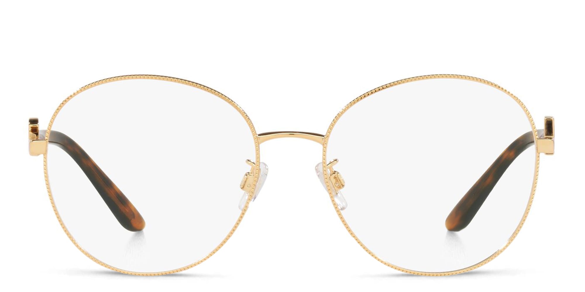 Shop Dolce & Gabbana Wide Round Eyeglasses in Gold online.