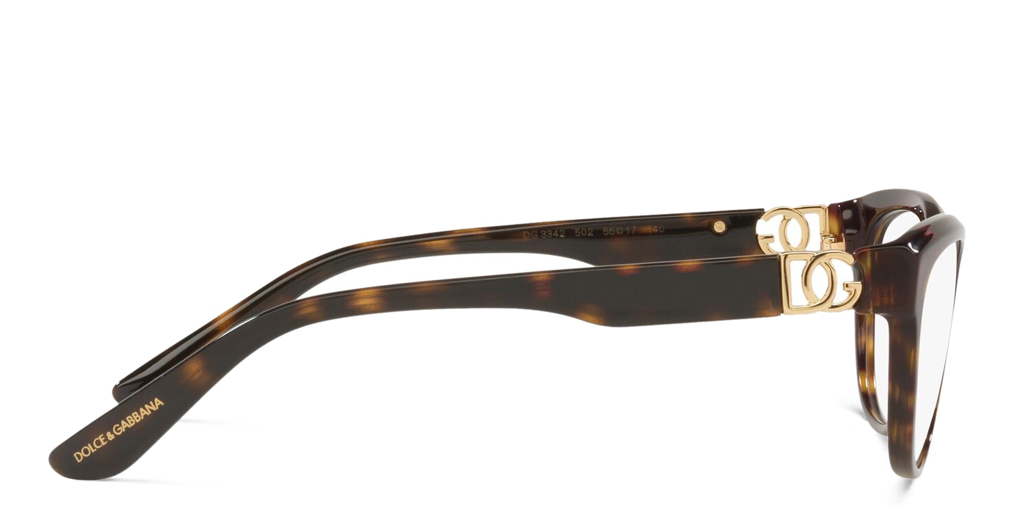 Shop Dolce & Gabbana Wide Cat Eye Eyeglasses in Havana online.