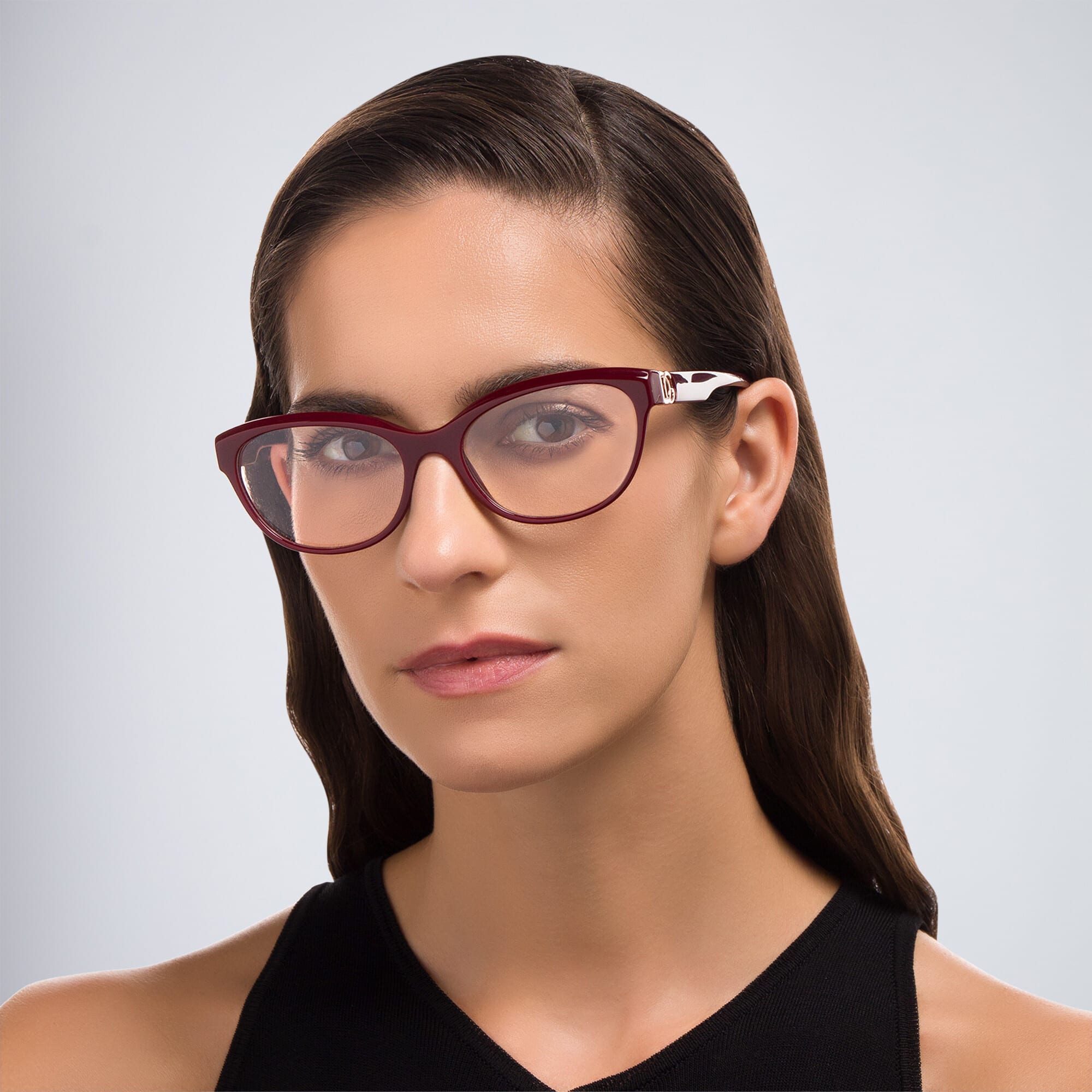 Shop Dolce & Gabbana Wide Cat-Eye Eyeglasses in Bordeaux online.