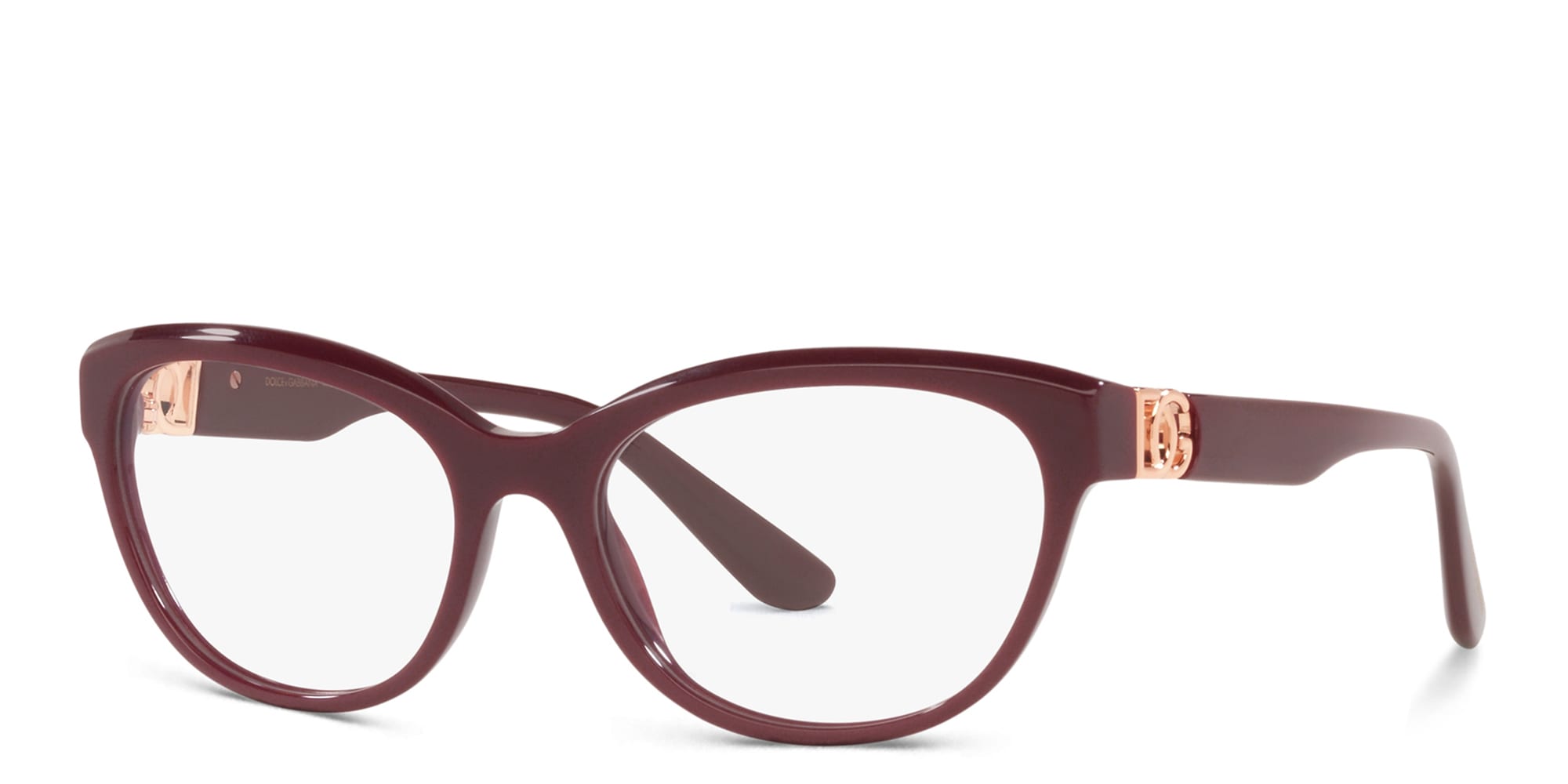 Shop Dolce & Gabbana Wide Cat-Eye Eyeglasses in Bordeaux online.