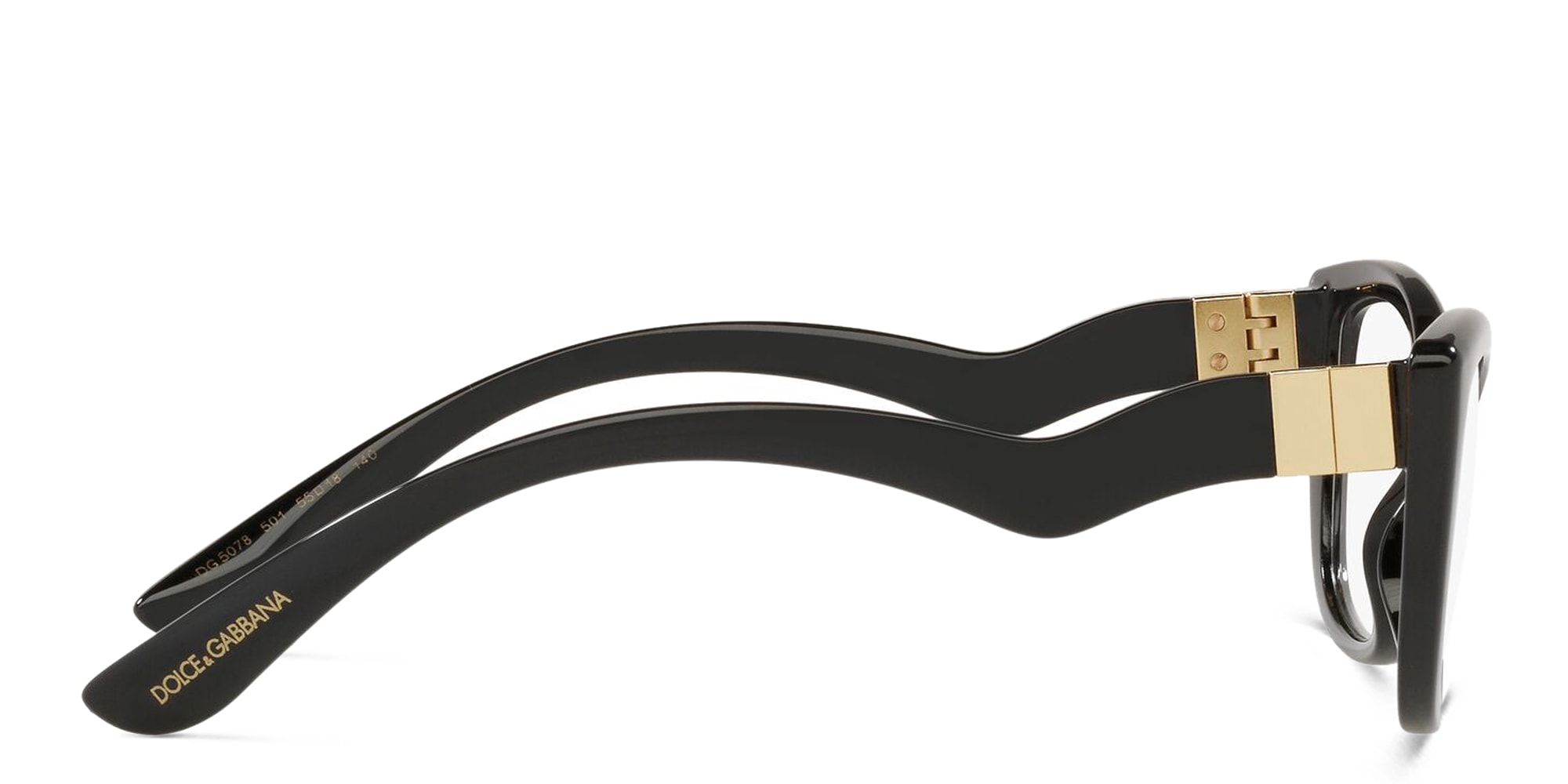 Shop Dolce & Gabbana Wide Cat Eye Eyeglasses in Black online.