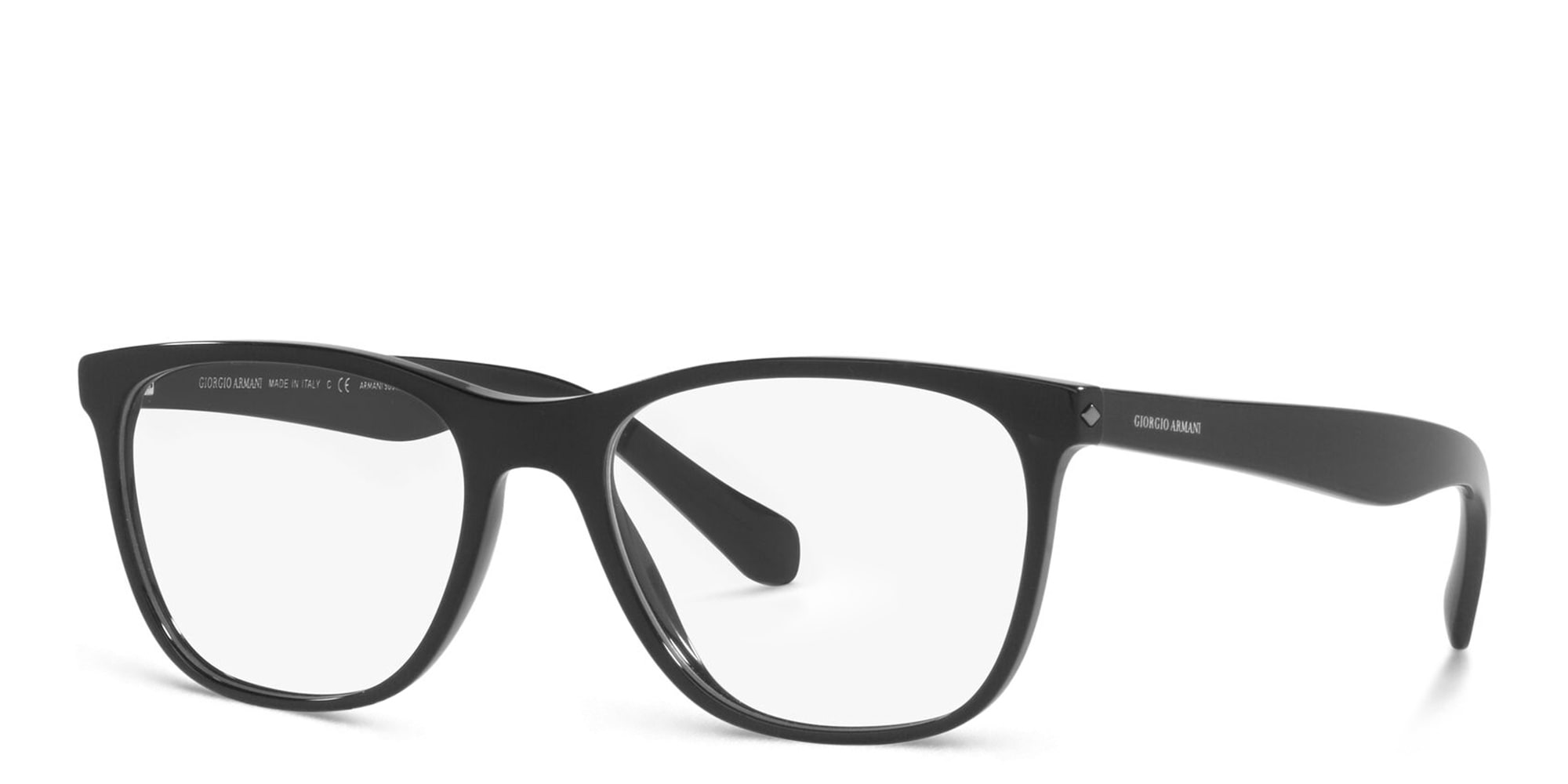 Shop GIORGIO ARMANI Wide Square Eyeglasses in Black online.