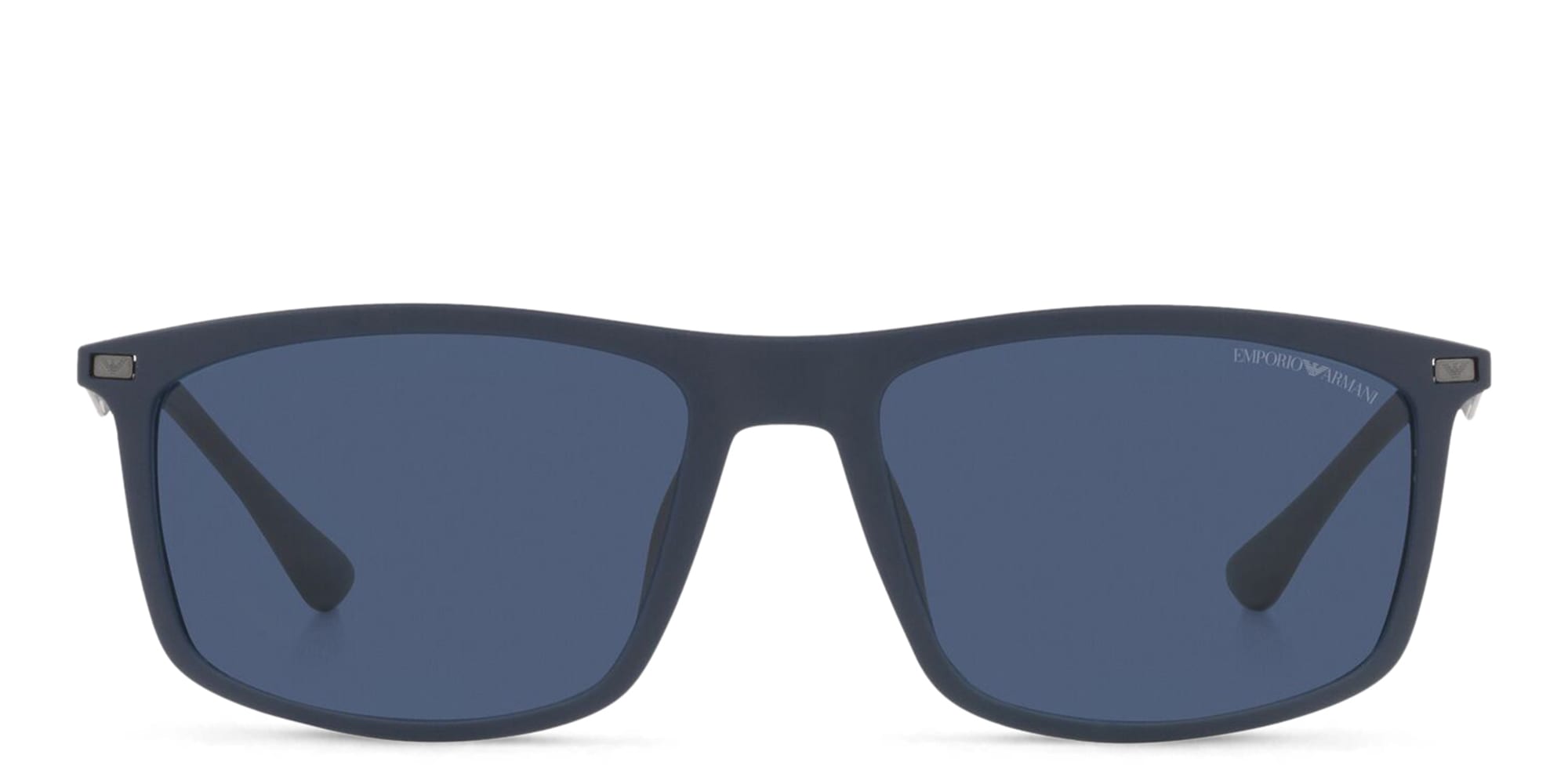 Shop Emporio Armani Rectangle Sunglasses in Matte Blue online.