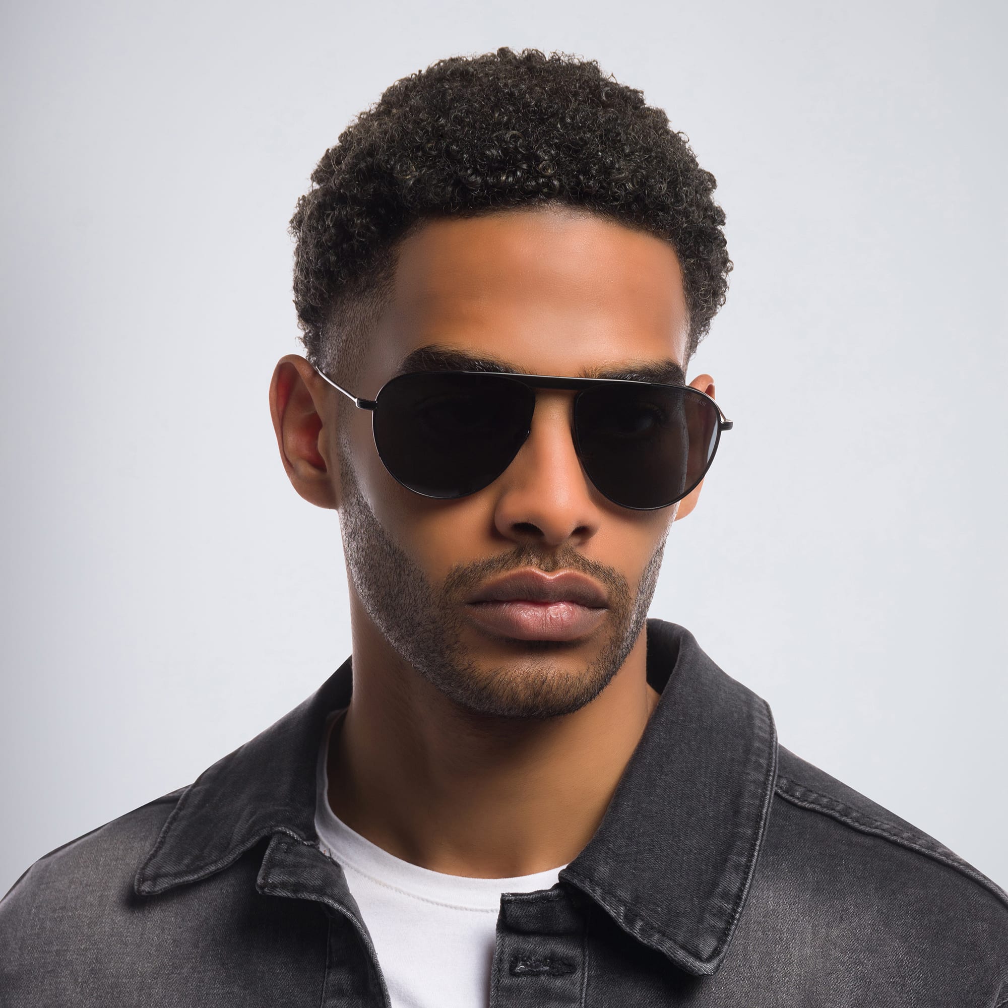 Shop GIORGIO ARMANI Aviator Sunglasses in Matte Black online.