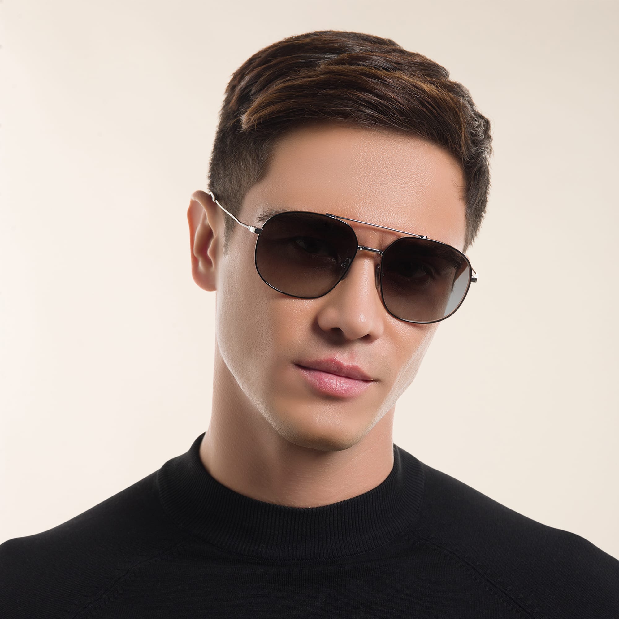 Shop PRADA Aviator Sunglasses in Black online.