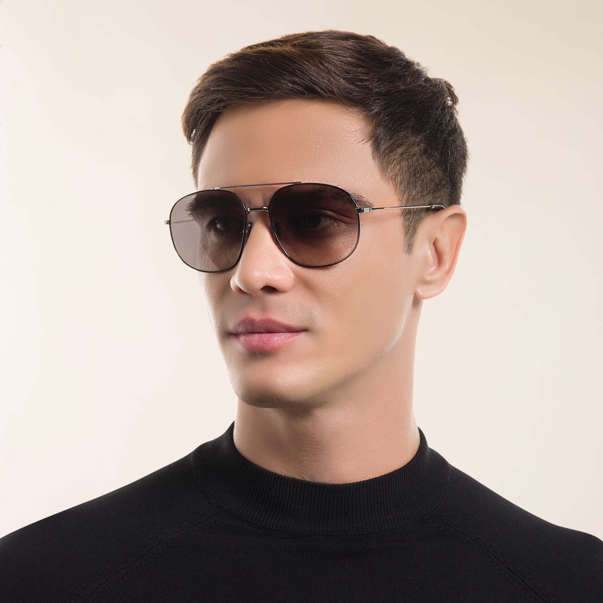 Shop PRADA Aviator Sunglasses in Black online.