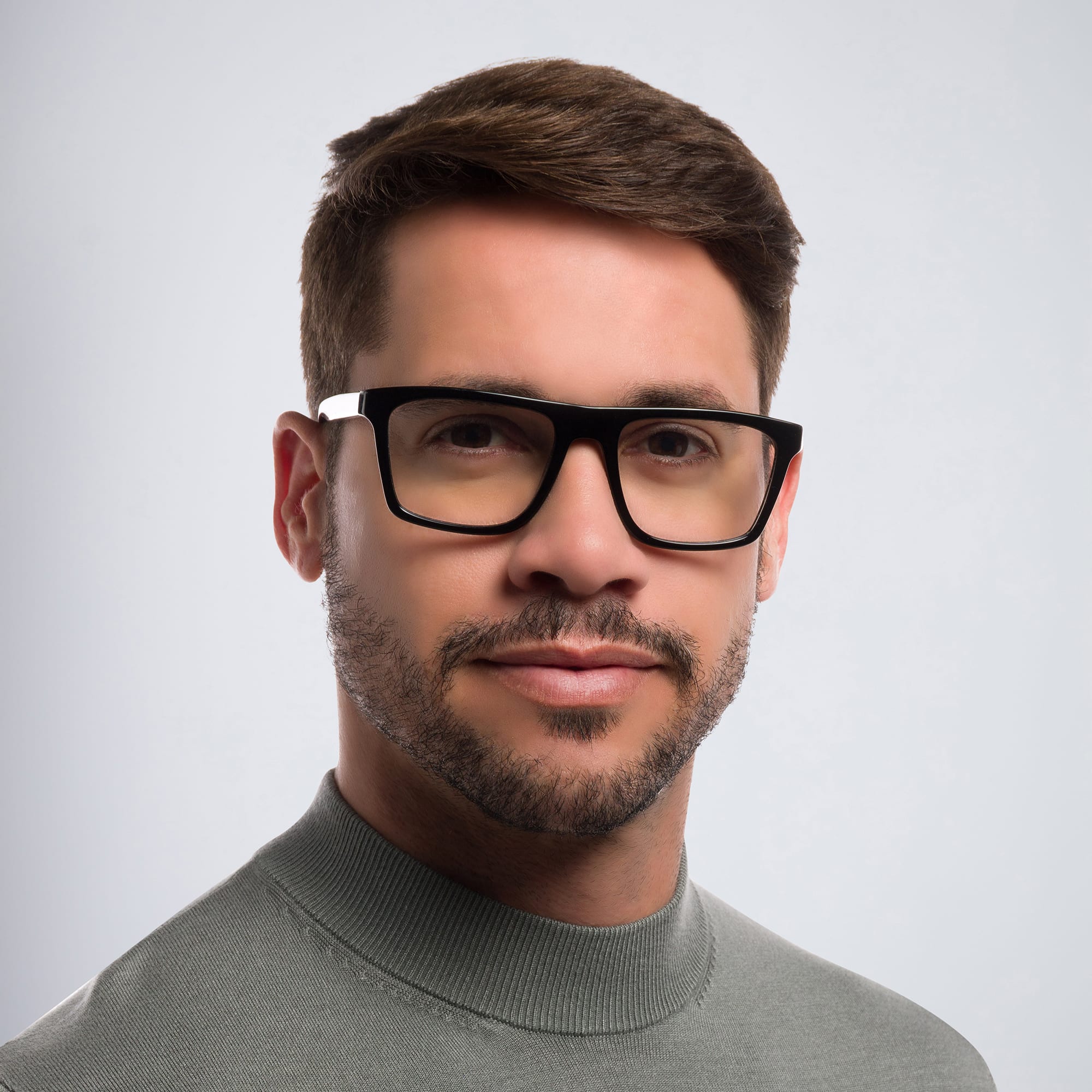 Shop Emporio Armani Rectangle Eyeglasses in Black online.