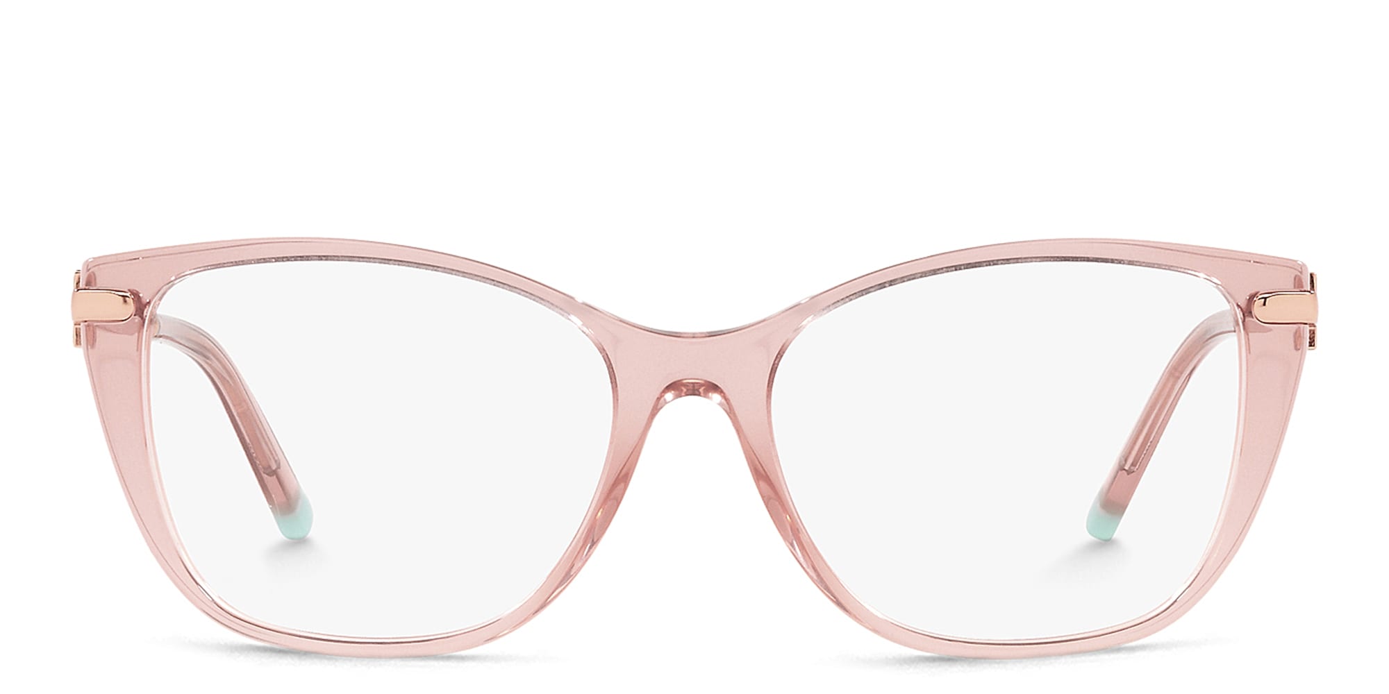 Shop TIFFANY Butterfly Eyeglasses in Peach Transparent online.