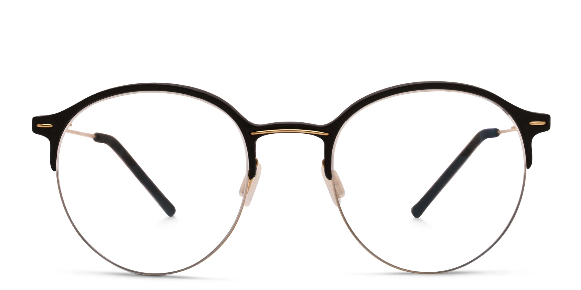 Shop MONOGRAM Unisex Half Rim Round Eyeglasses in Black online.