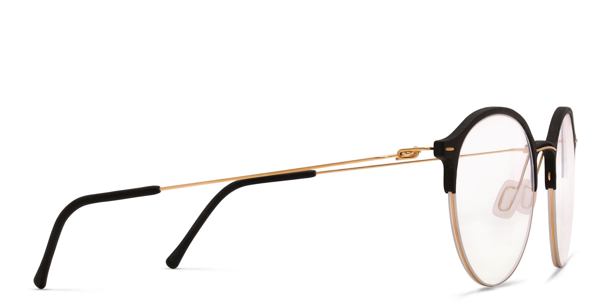 Shop MONOGRAM Unisex Half Rim Round Eyeglasses in Black online.