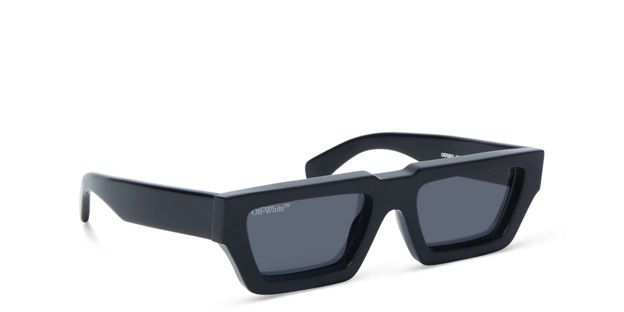 Shop OFF WHITE Unisex Rectangle Sunglasses in Polished Black online.