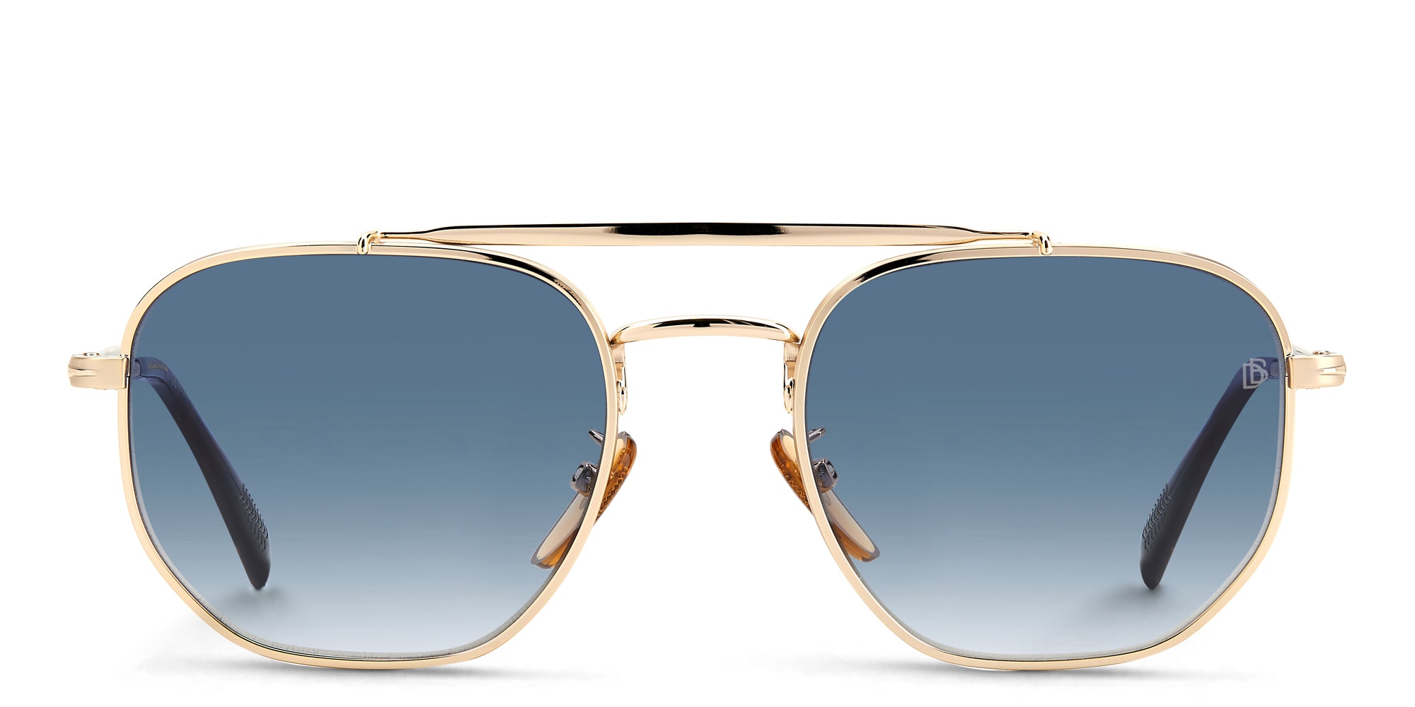 Shop DAVID BECKHAM Square Sunglasses in Gold Havana online.