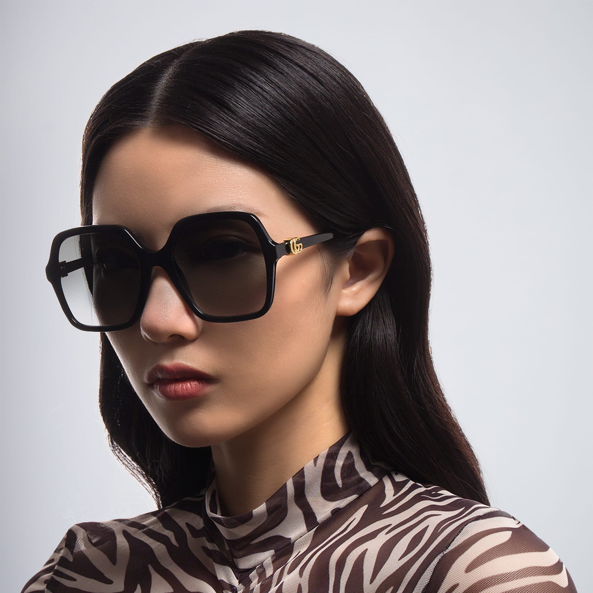 Shop GUCCI Square Sunglasses in Black online.