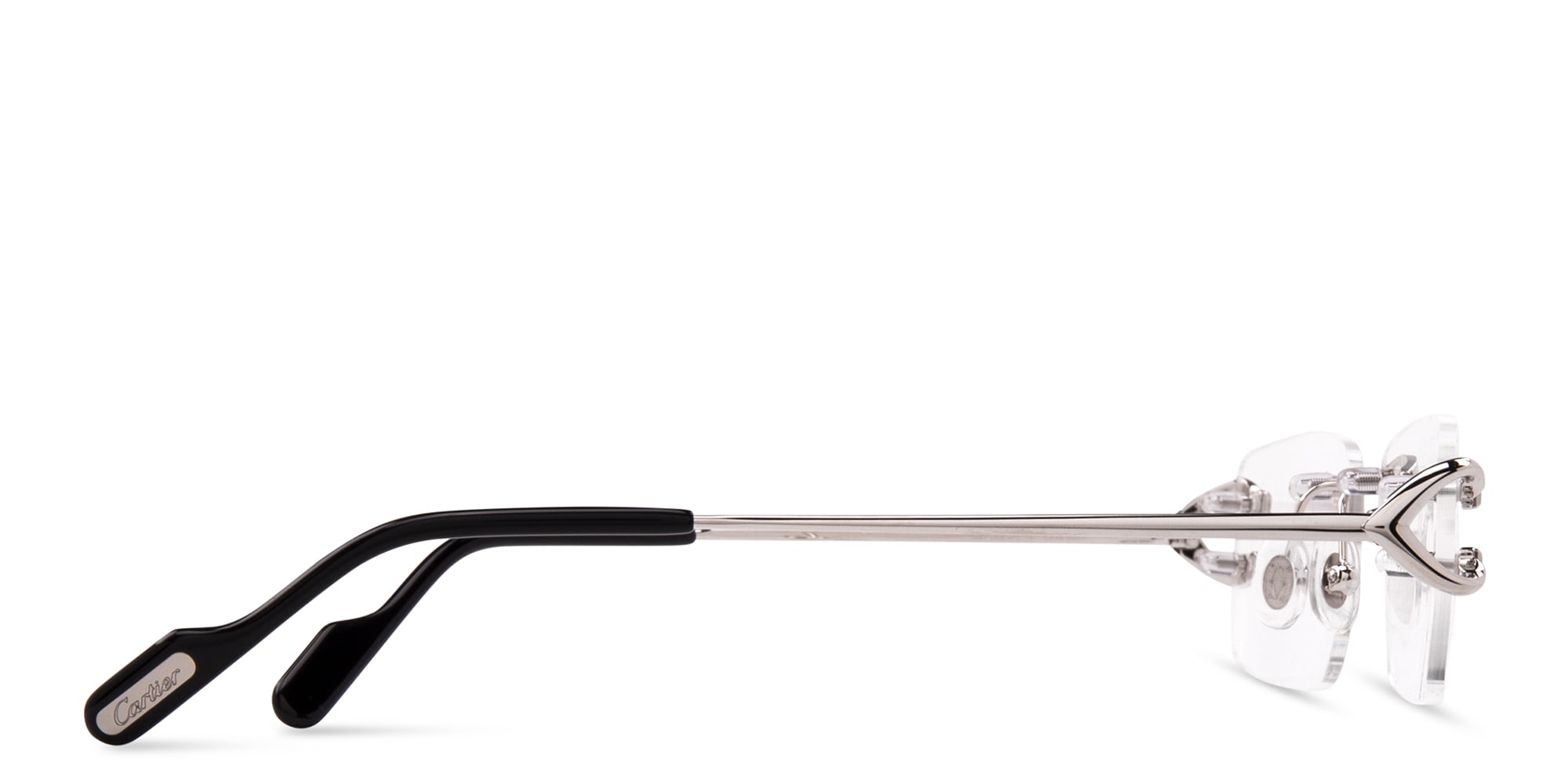 Shop Cartier Signature 'C'de Cartier Rimless Eyeglasses in Silver online.