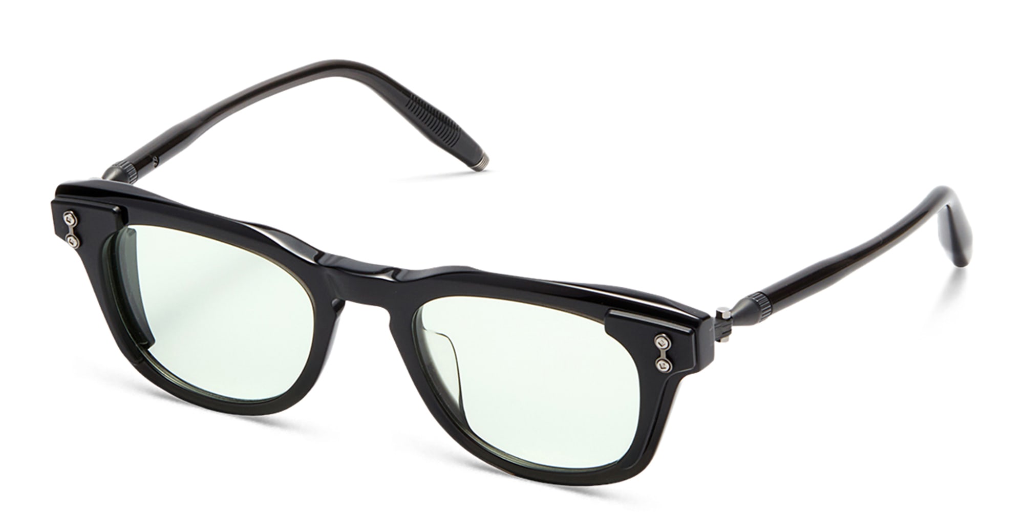 Shop AKONI Orion Round Eyeglasses in Black online.