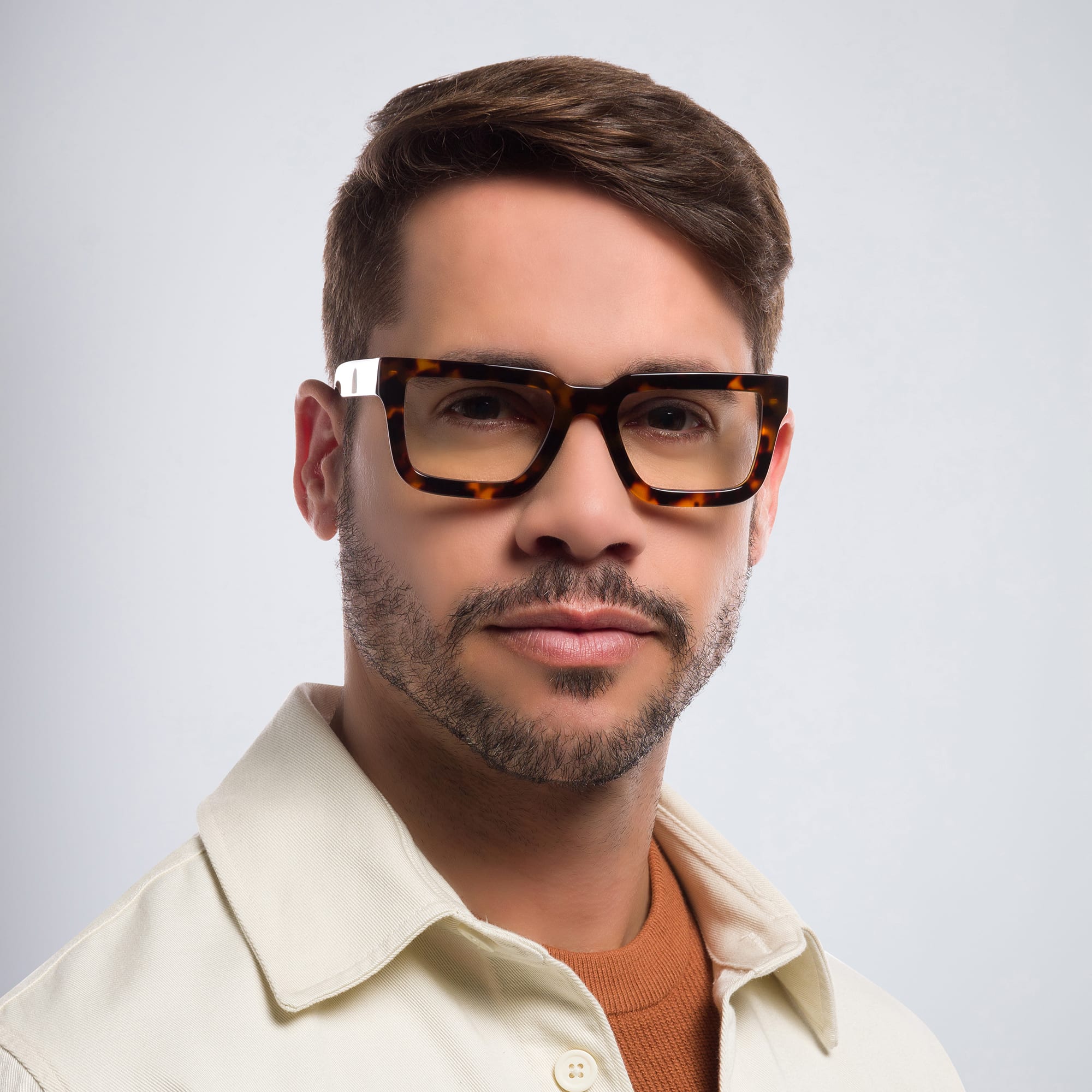 Shop OFF WHITE Unisex Square Eyeglasses in Havana online.