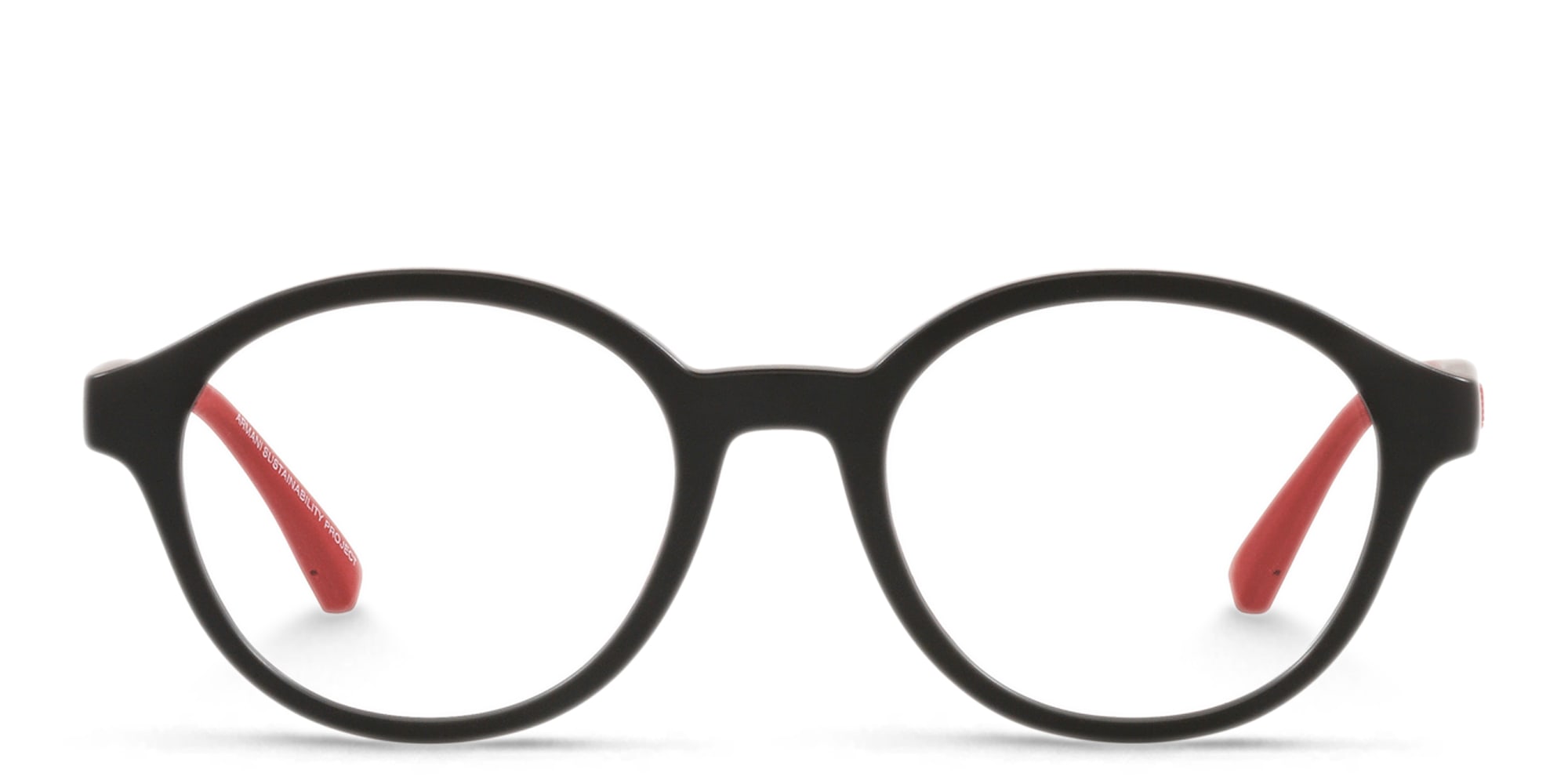 Shop Emporio Armani Kids Round Eyeglasses in Black online.