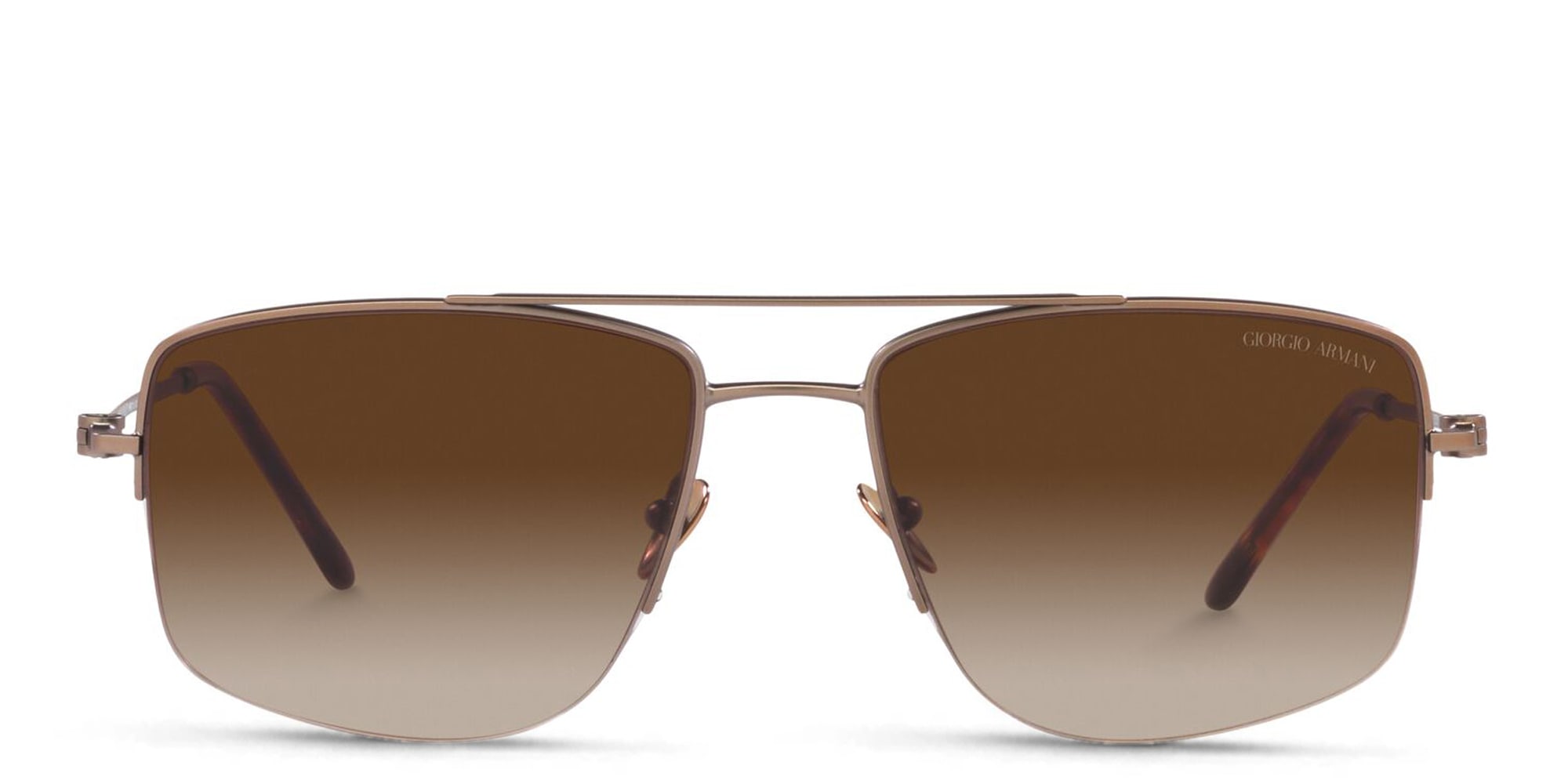 Shop GIORGIO ARMANI Half Rim Rectangle Sunglasses in Matte Bronze online.