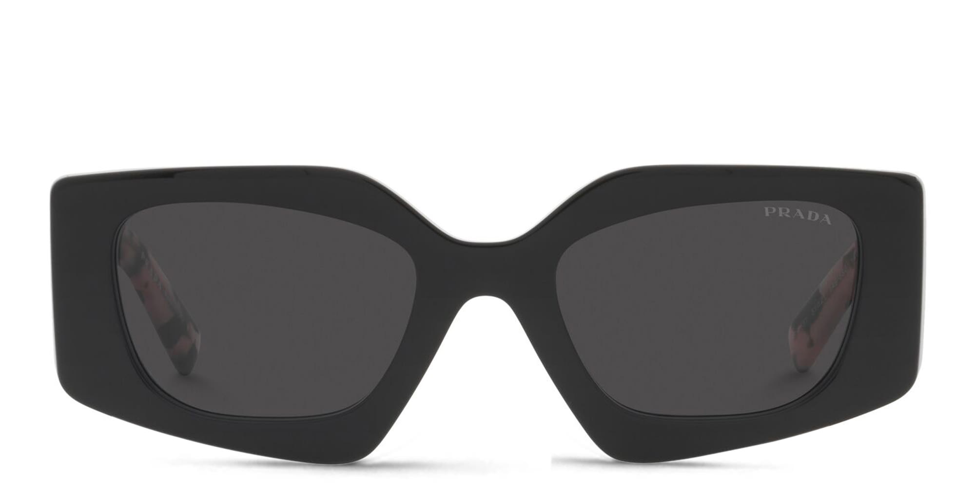 Shop PRADA Irregular Sunglasses in Black online.
