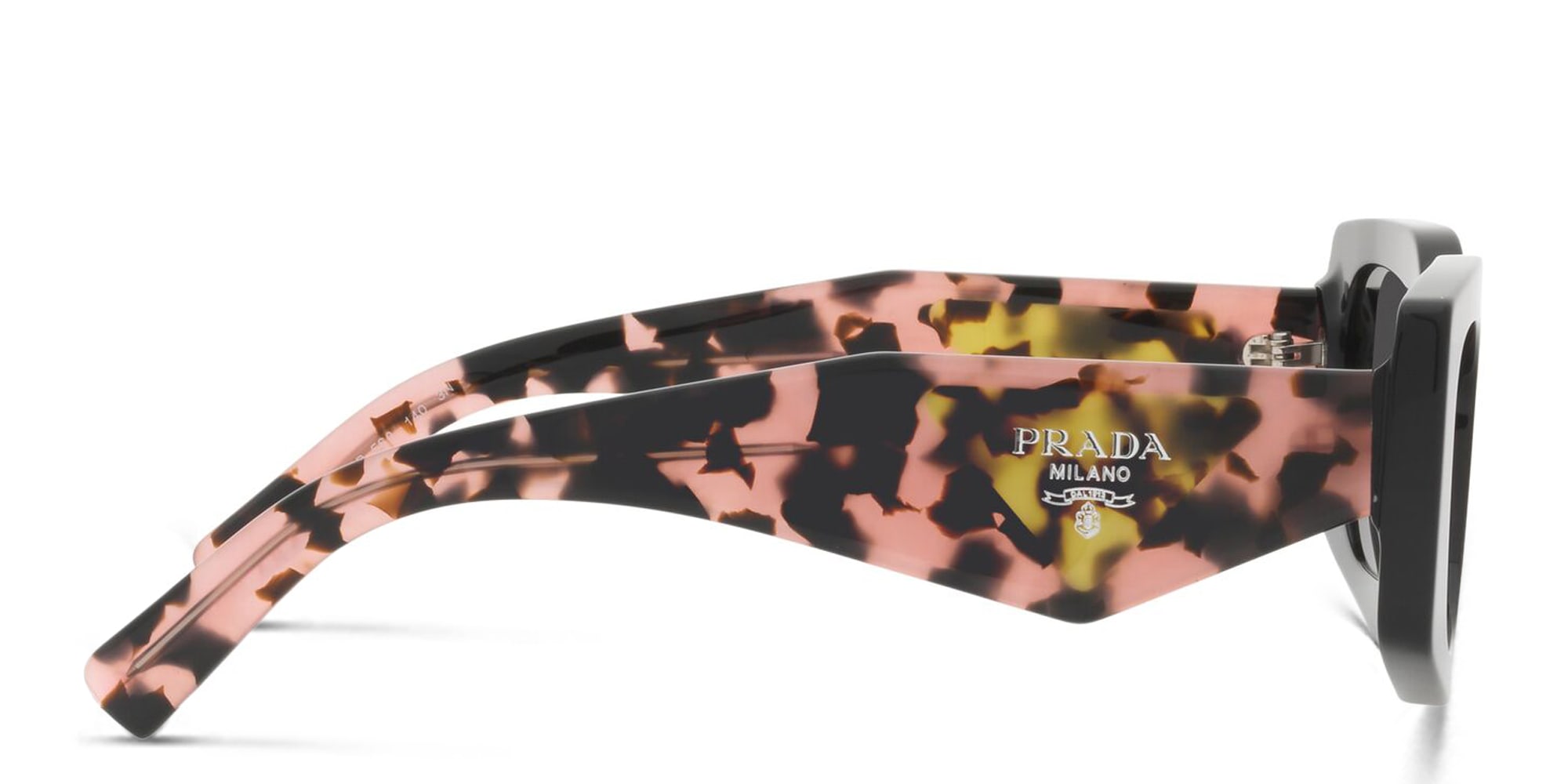 Shop PRADA Irregular Sunglasses in Black online.