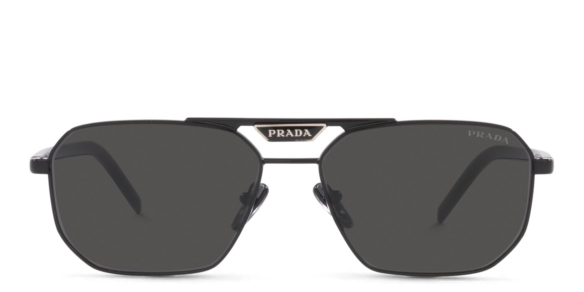 Shop PRADA Rectangle Sunglasses in Black online.
