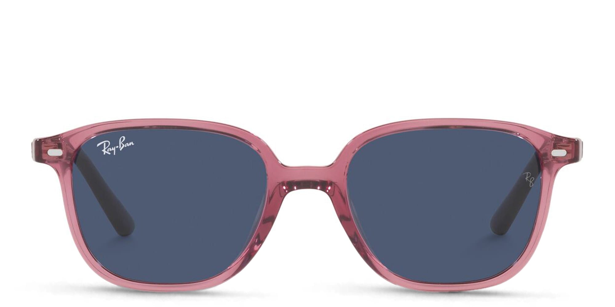 Shop Ray-Ban Junior Leonard Kids Square Sunglasses in Transparent Pink online.